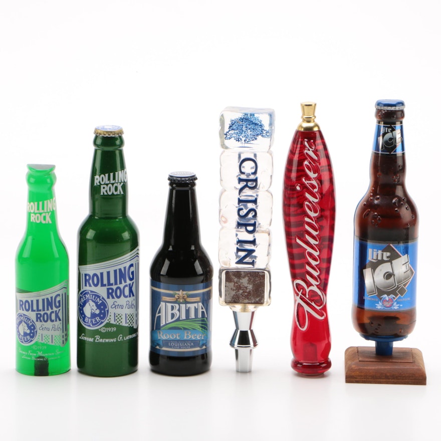 Beer Tap Handles Including Rolling Rock and Abita Root Beer, Contemporary