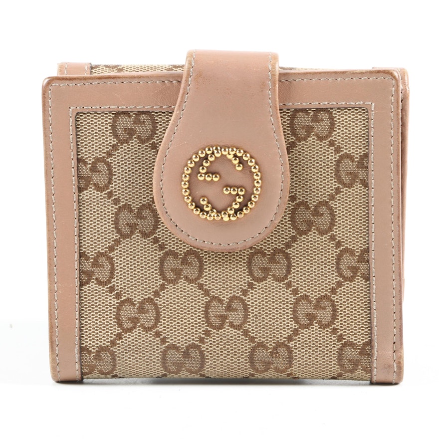 Gucci GG Canvas and Leather Bifold Coin Wallet, Vintage