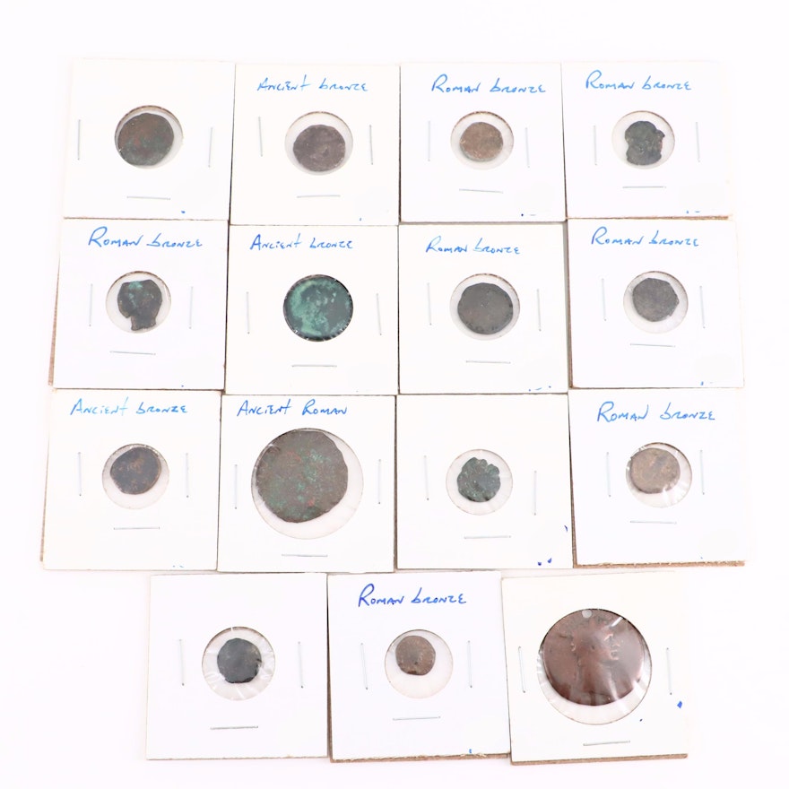 Fifteen Ancient Roman Imperial Bronze AE Coins, ca. 250-400 A.D.