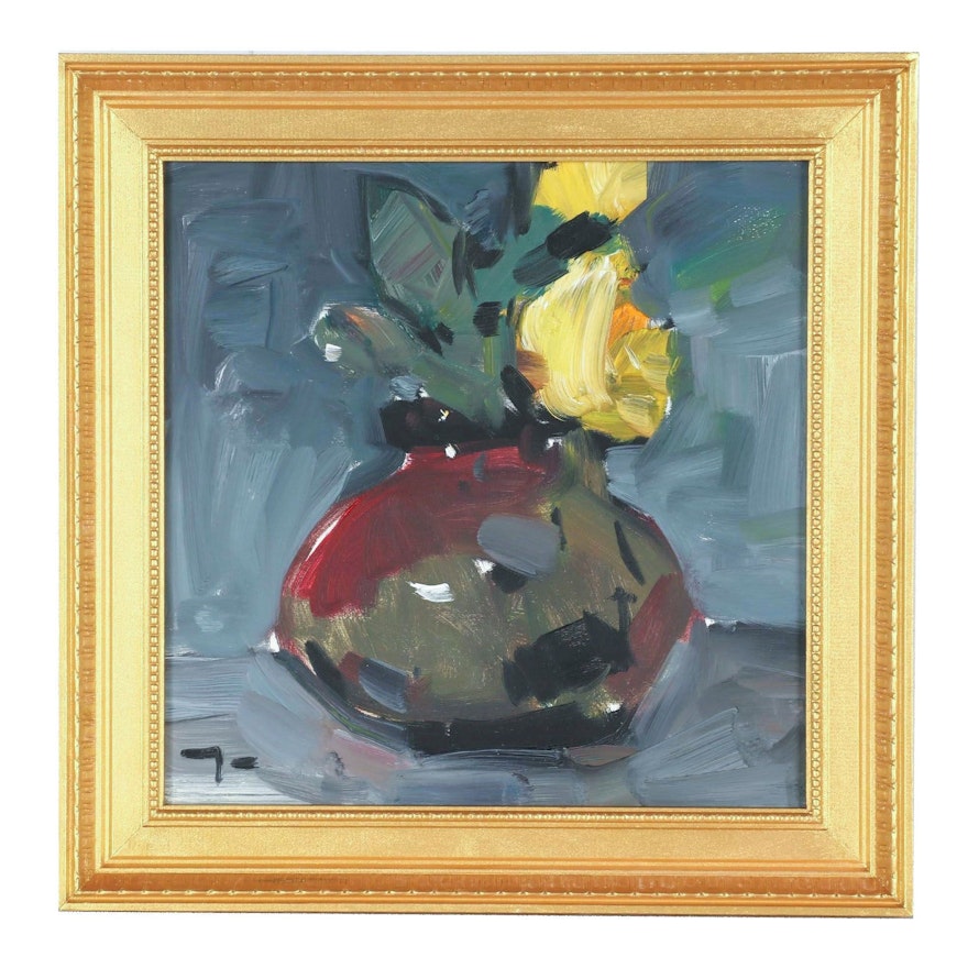 Jose Trujillo 2019 Oil Painting "Yellow Roses"