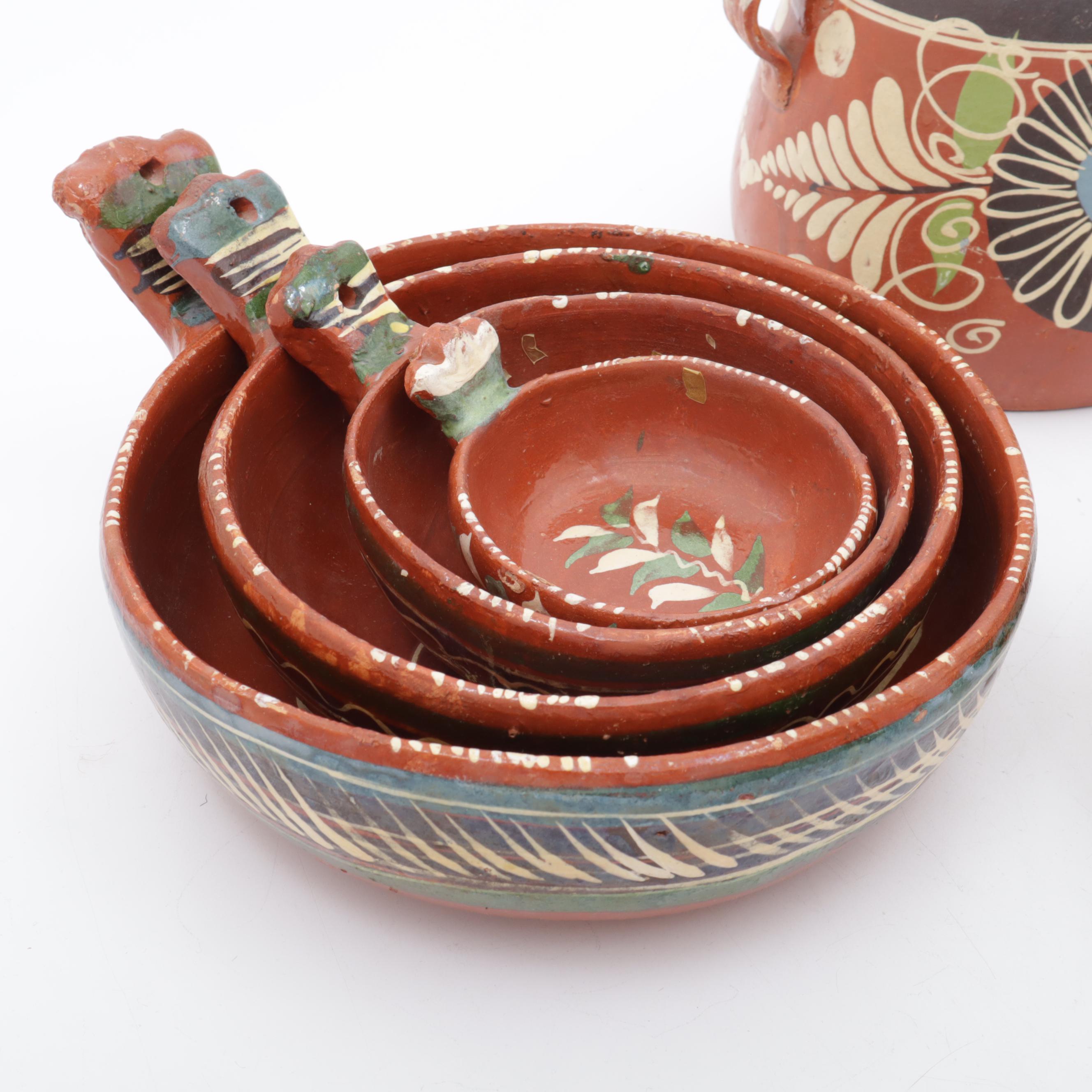 Tafoya Acoma Vase with Mexican Hand-Painted Earthenware Cookware