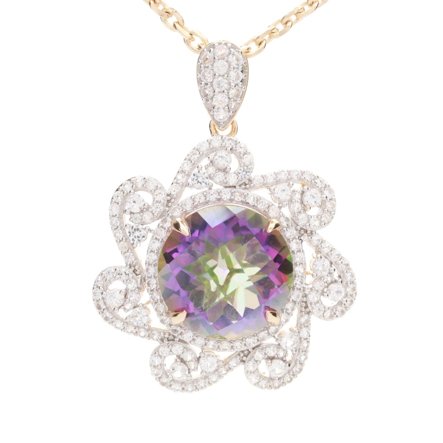 Orianne Sterling Silver Quartz and White Sapphire Necklace