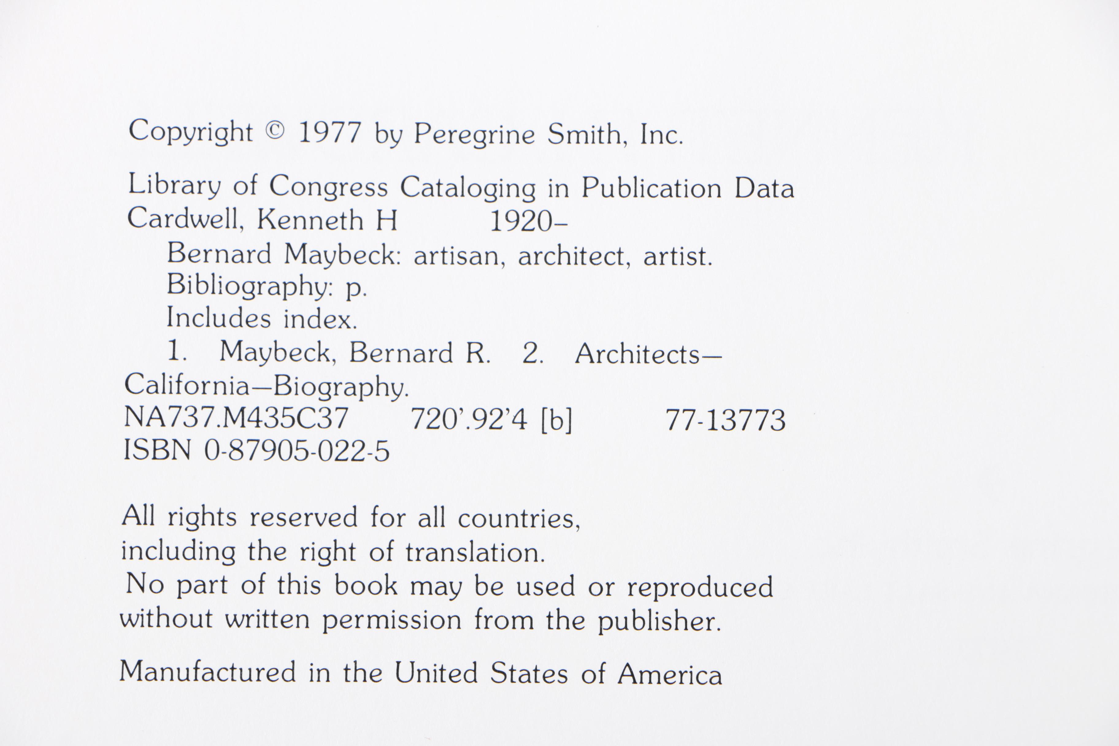 Architecture Books Including "Palladian Style" and "Bernard Maybeck"