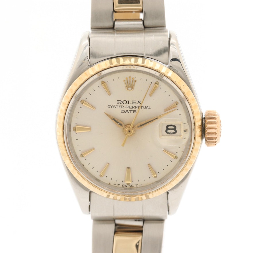 1969 14K Gold and Stainless Steel  Rolex Oyster Perpetual Date Wristwatch