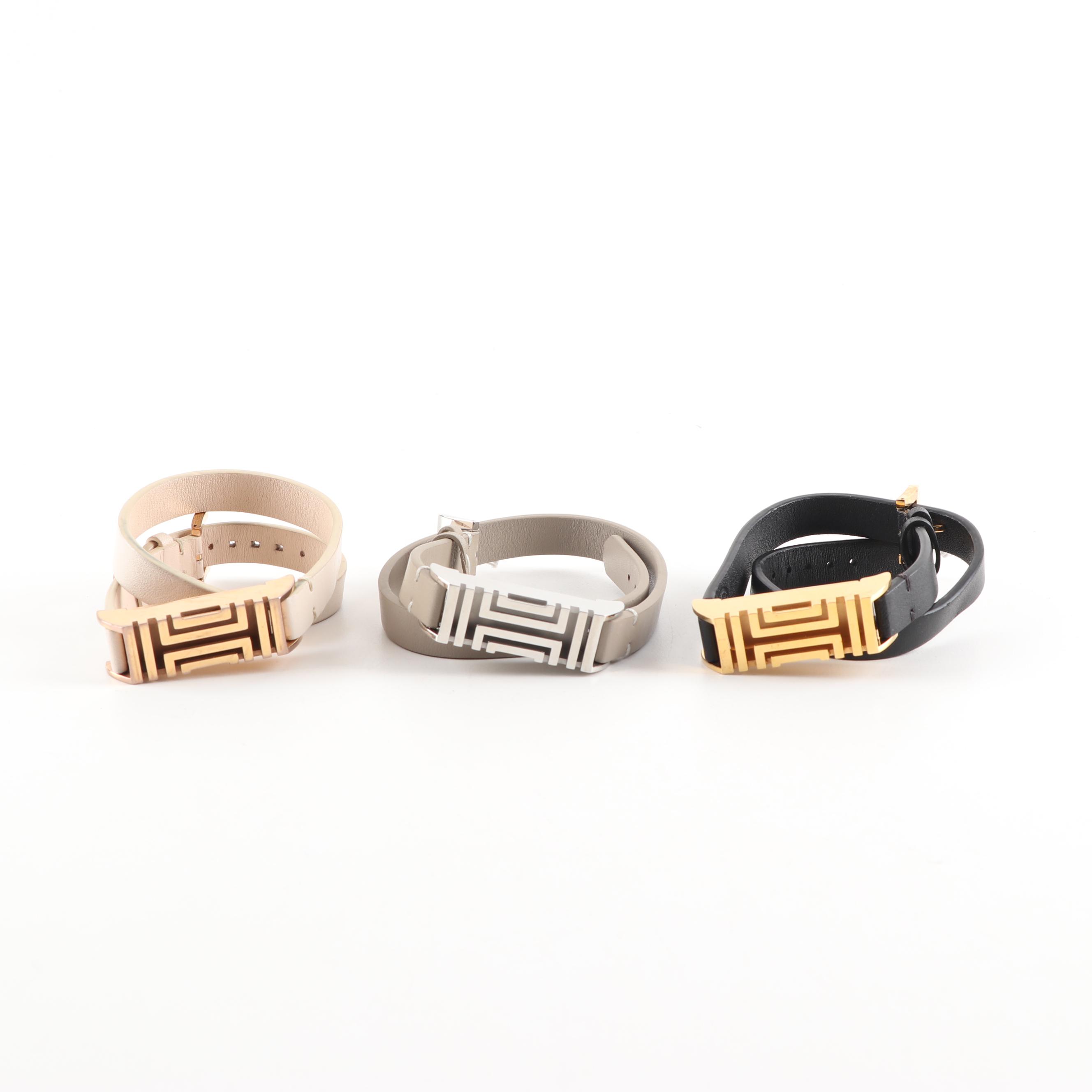 Tory Burch For FitBit Fret Leather Double Wrap Bracelets
