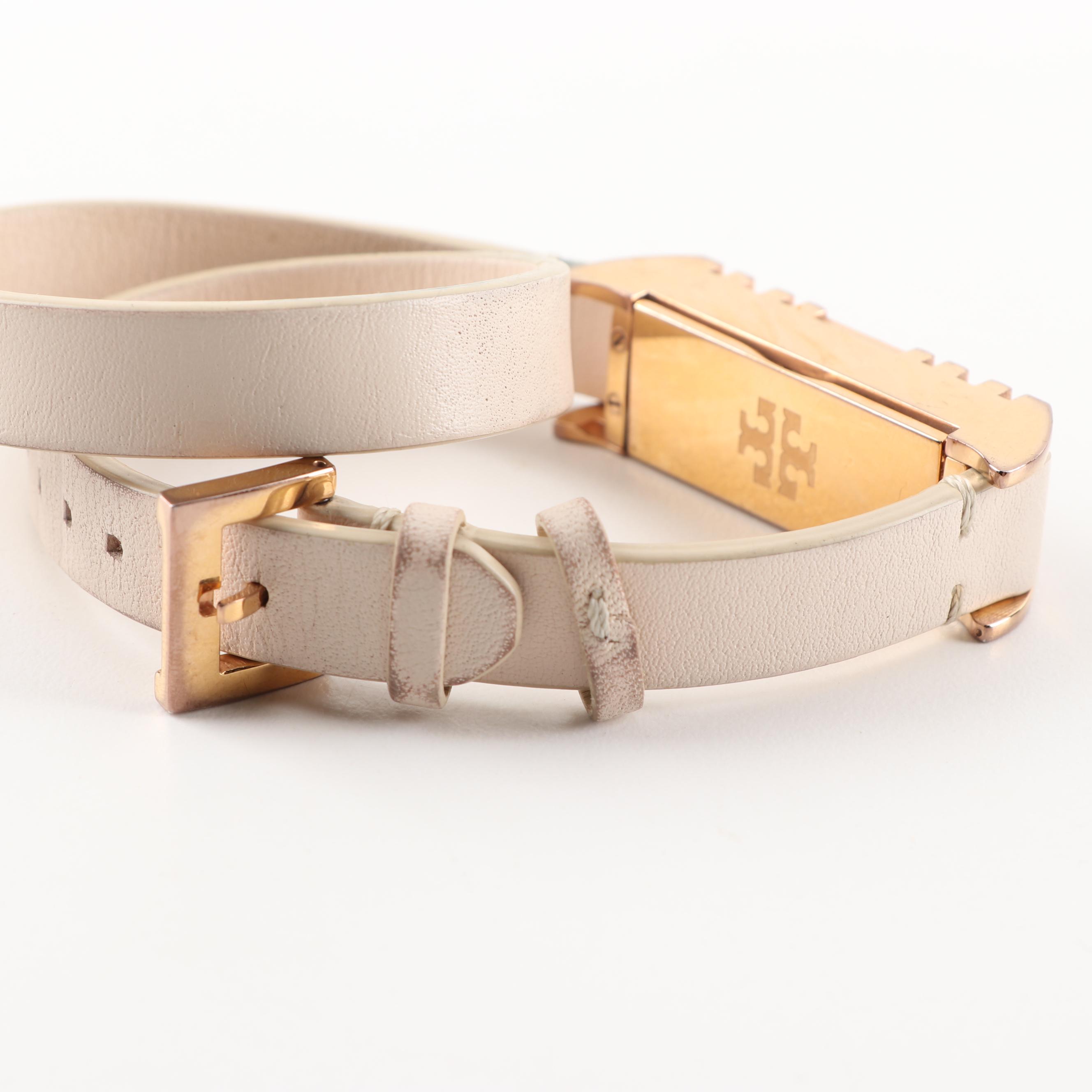 Tory Burch For FitBit Fret Leather Double Wrap Bracelets