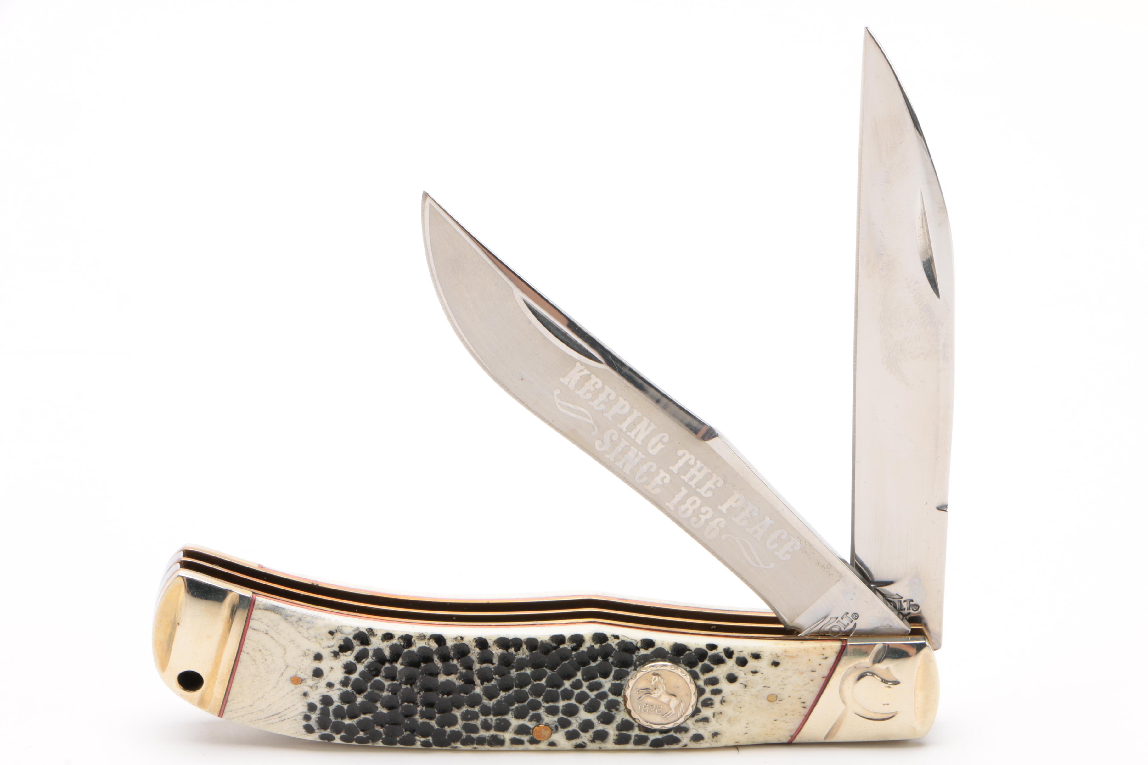 Bone Handled Folding Knives Including Colt "Buckshot Bone" Knife