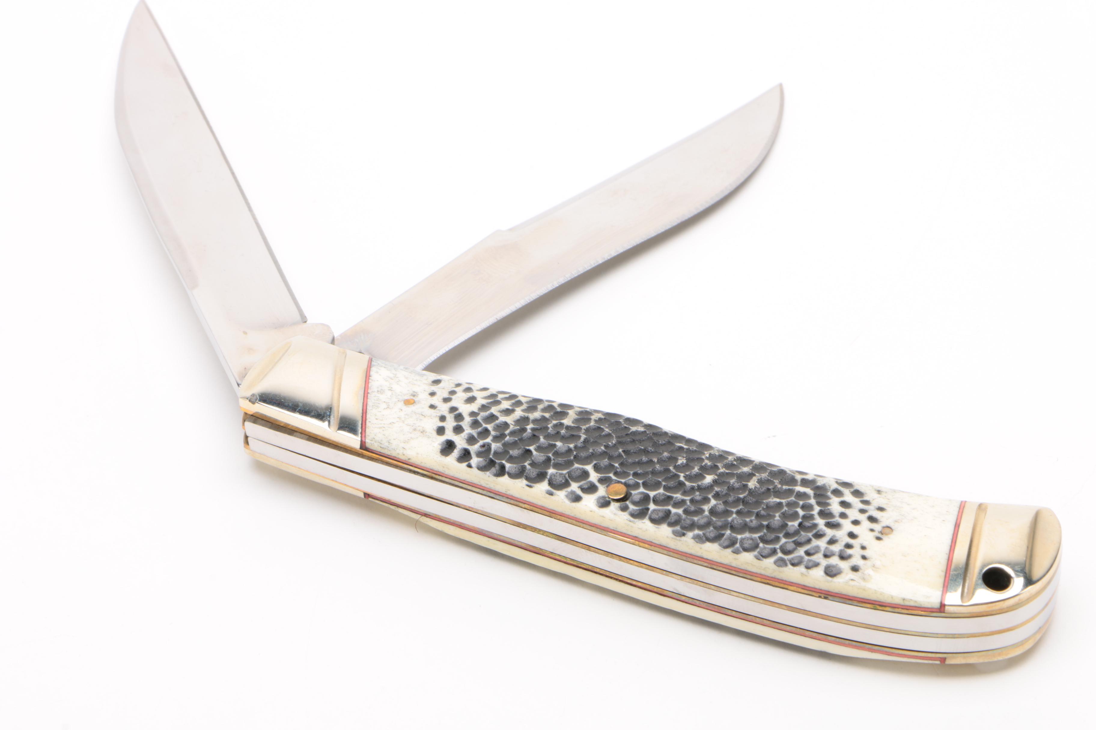 Bone Handled Folding Knives Including Colt "Buckshot Bone" Knife