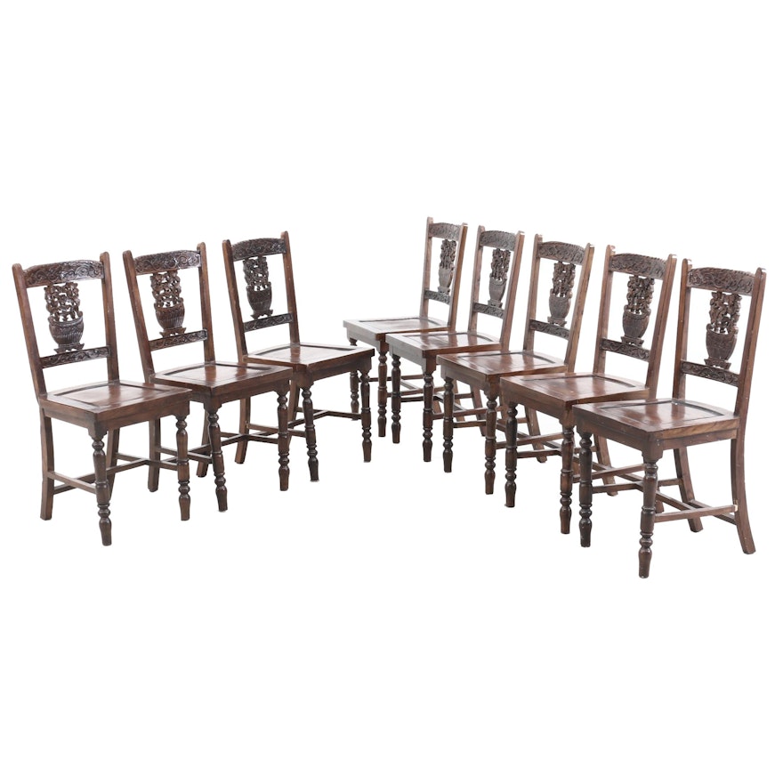 Set of Eight Carved Chinese Side Chairs, Early to Mid-20th Century