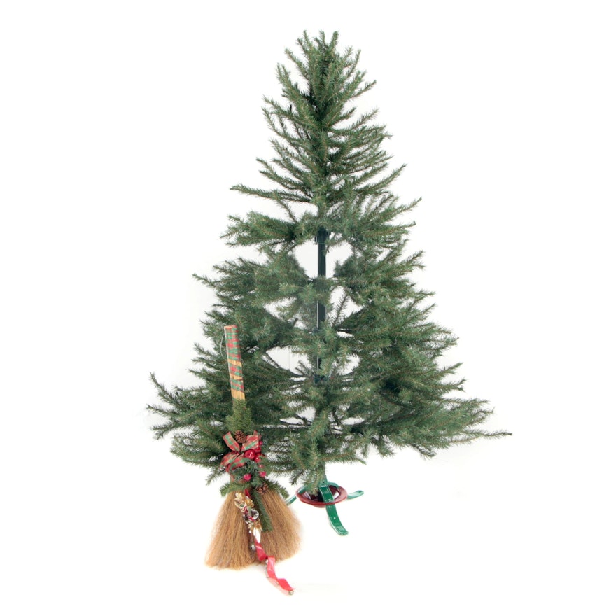 Mountain King 6'  Sierra Fir Christmas Tree and Decorative Broom