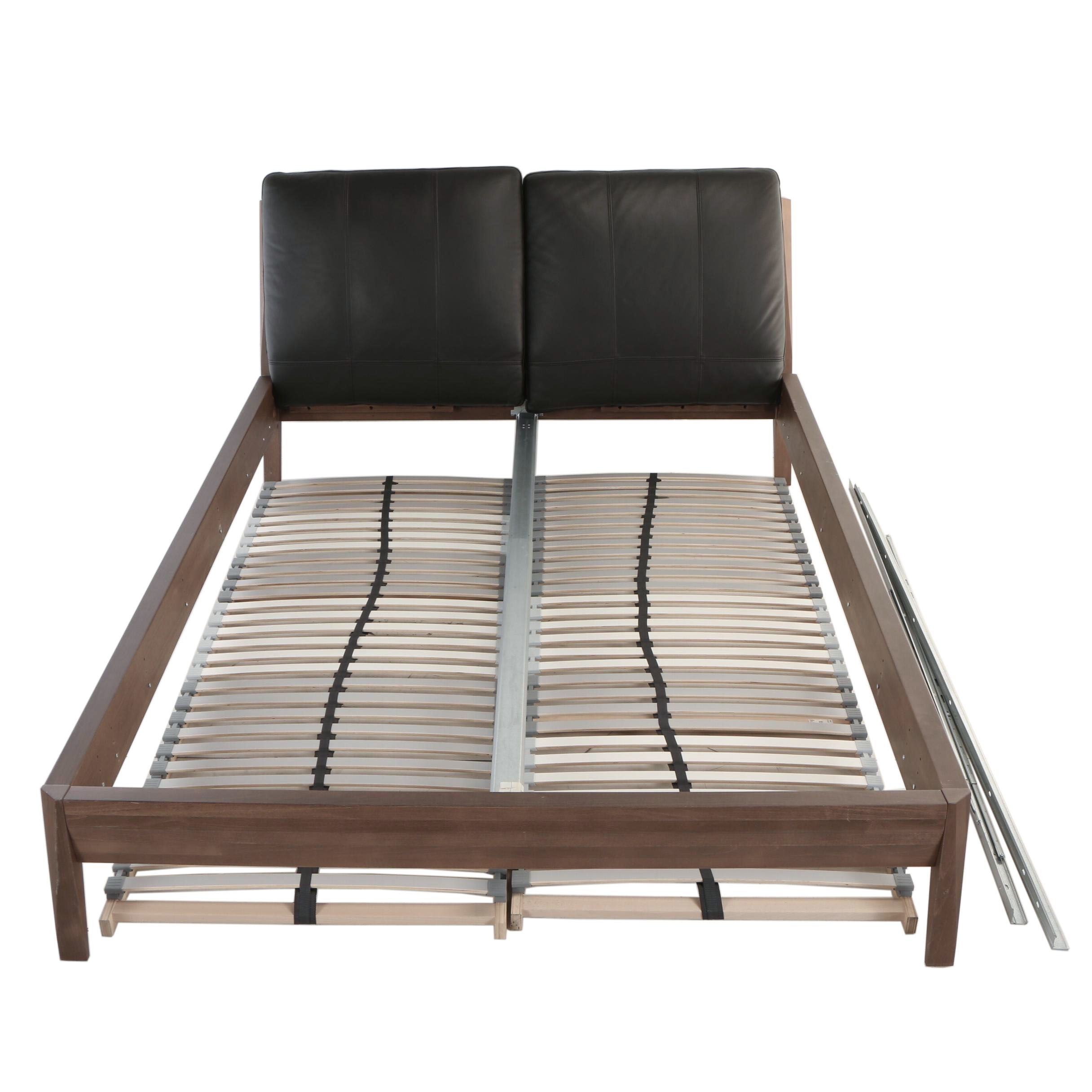 IKEA, "Stockholm" Ash and Leather Queen Size Bed Frame