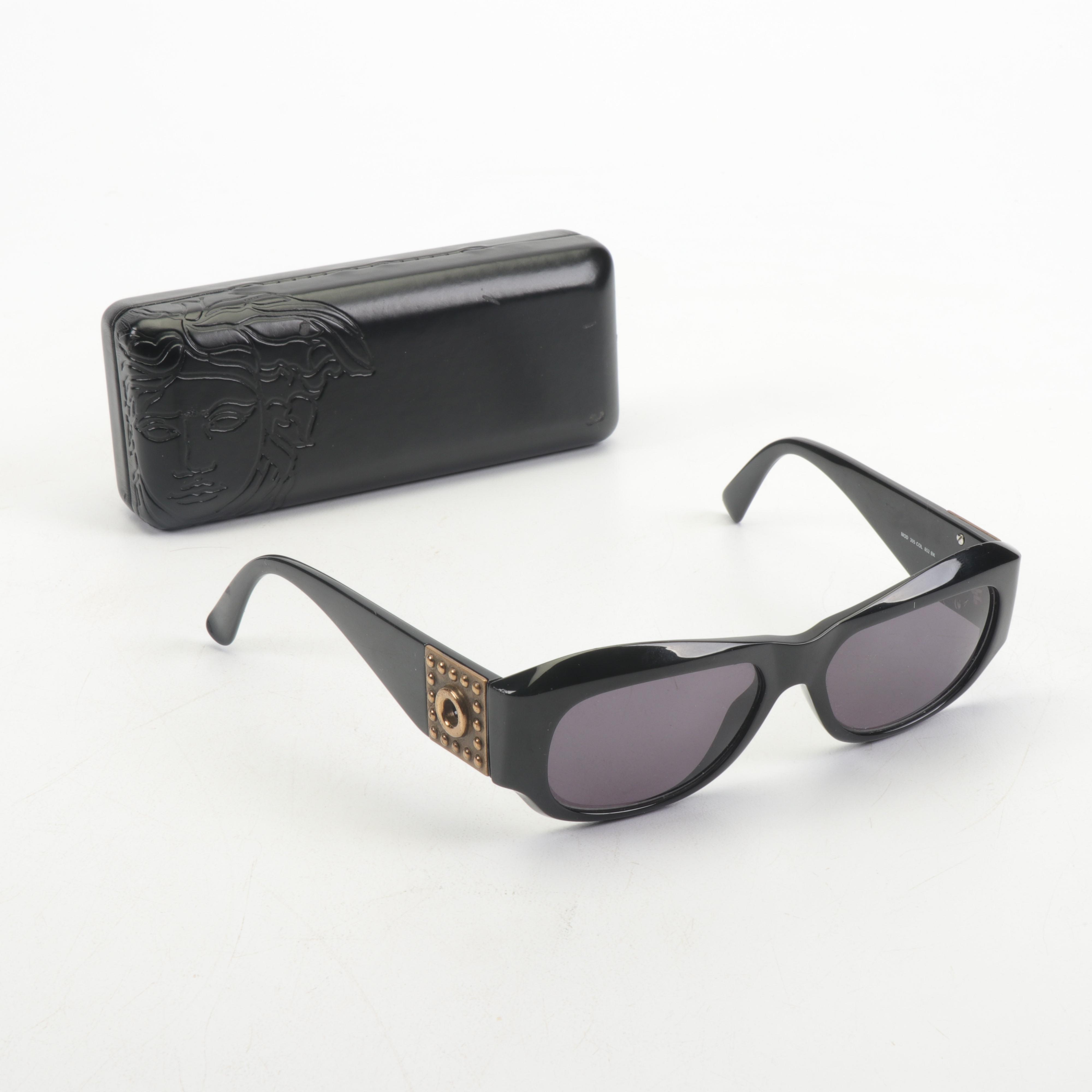 Gianni Versace Model 395 Italian Sunglasses in Black with Case