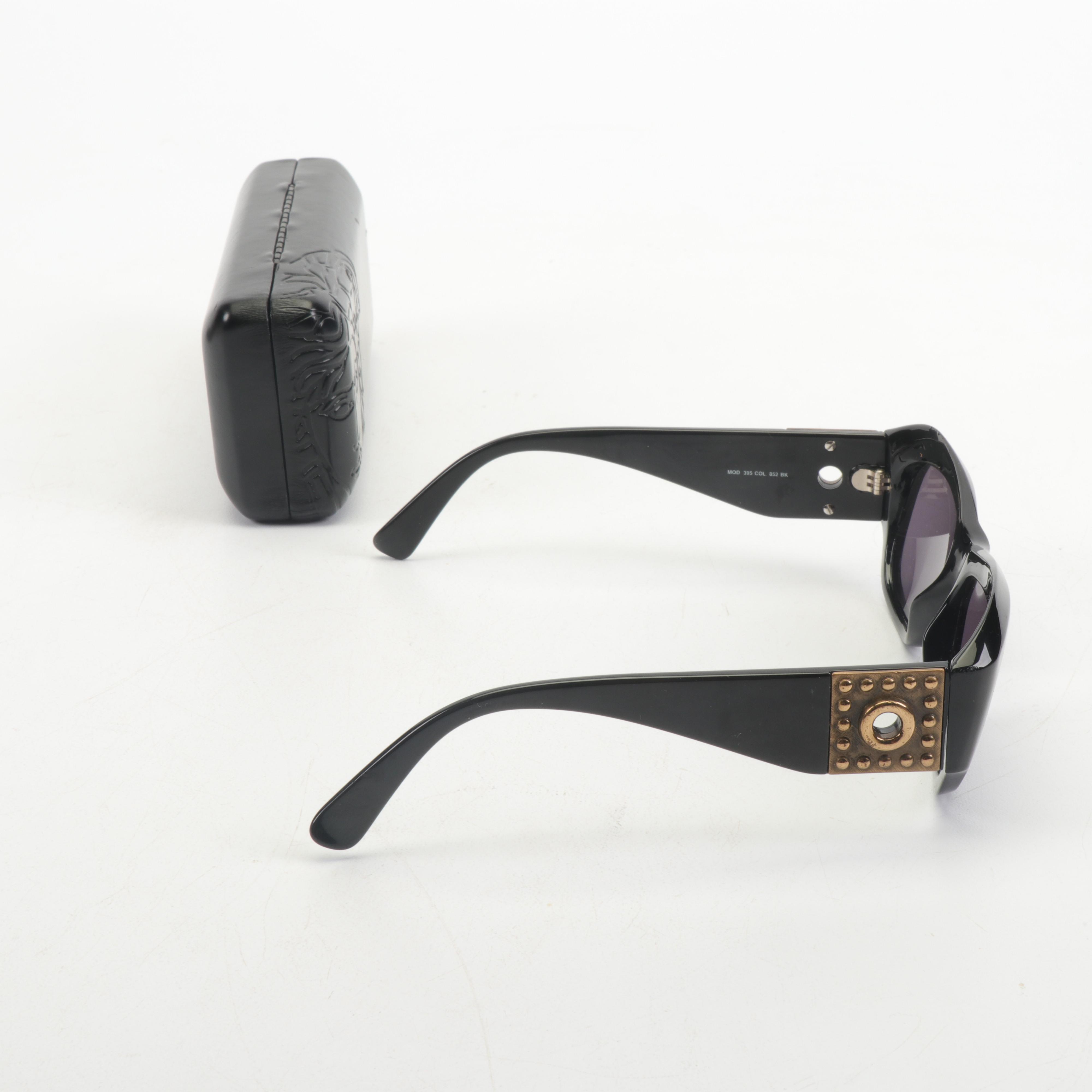 Gianni Versace Model 395 Italian Sunglasses in Black with Case