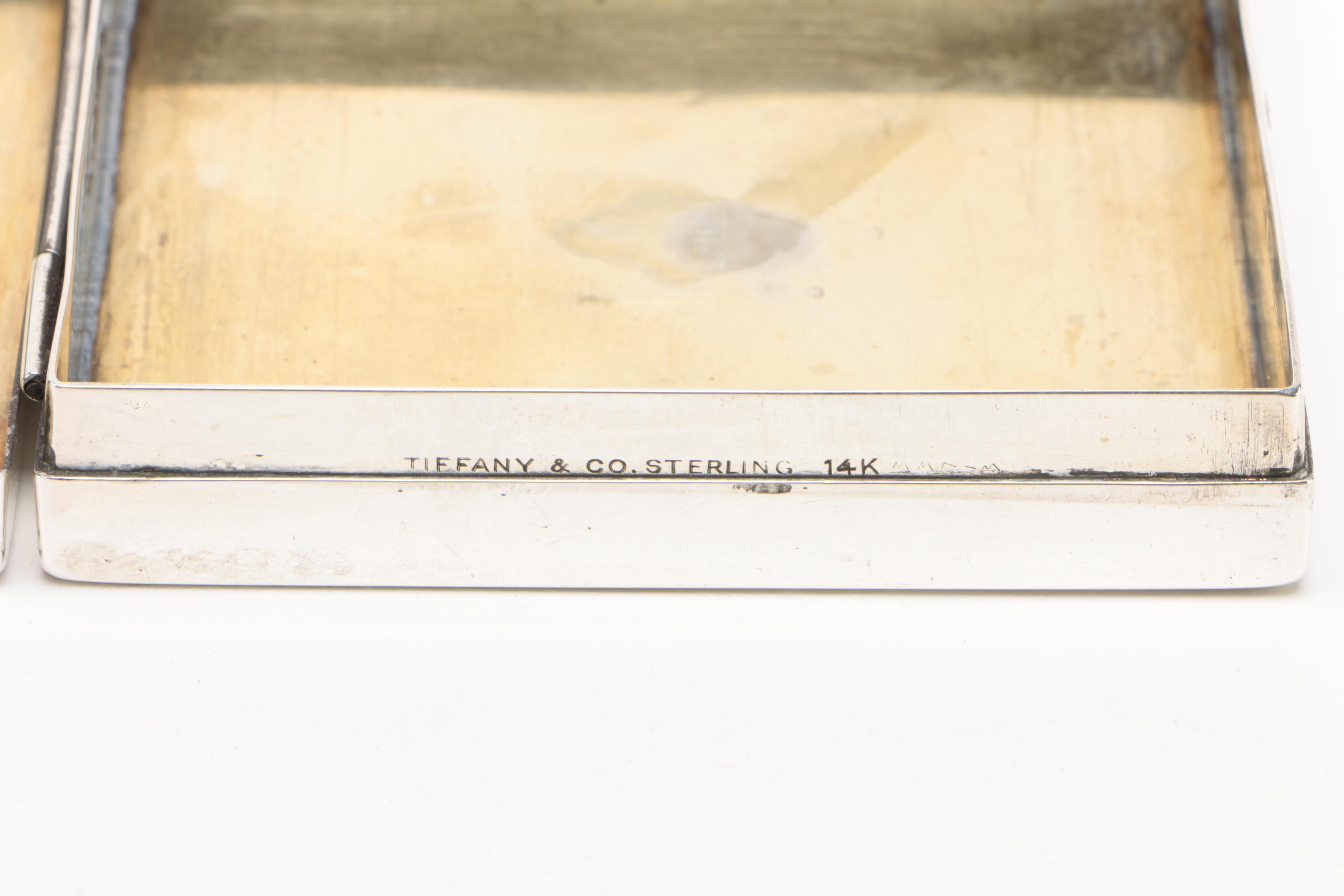 Tiffany & Co. Sterling Silver, 14K Yellow Gold, and Ruby Cigarette Case