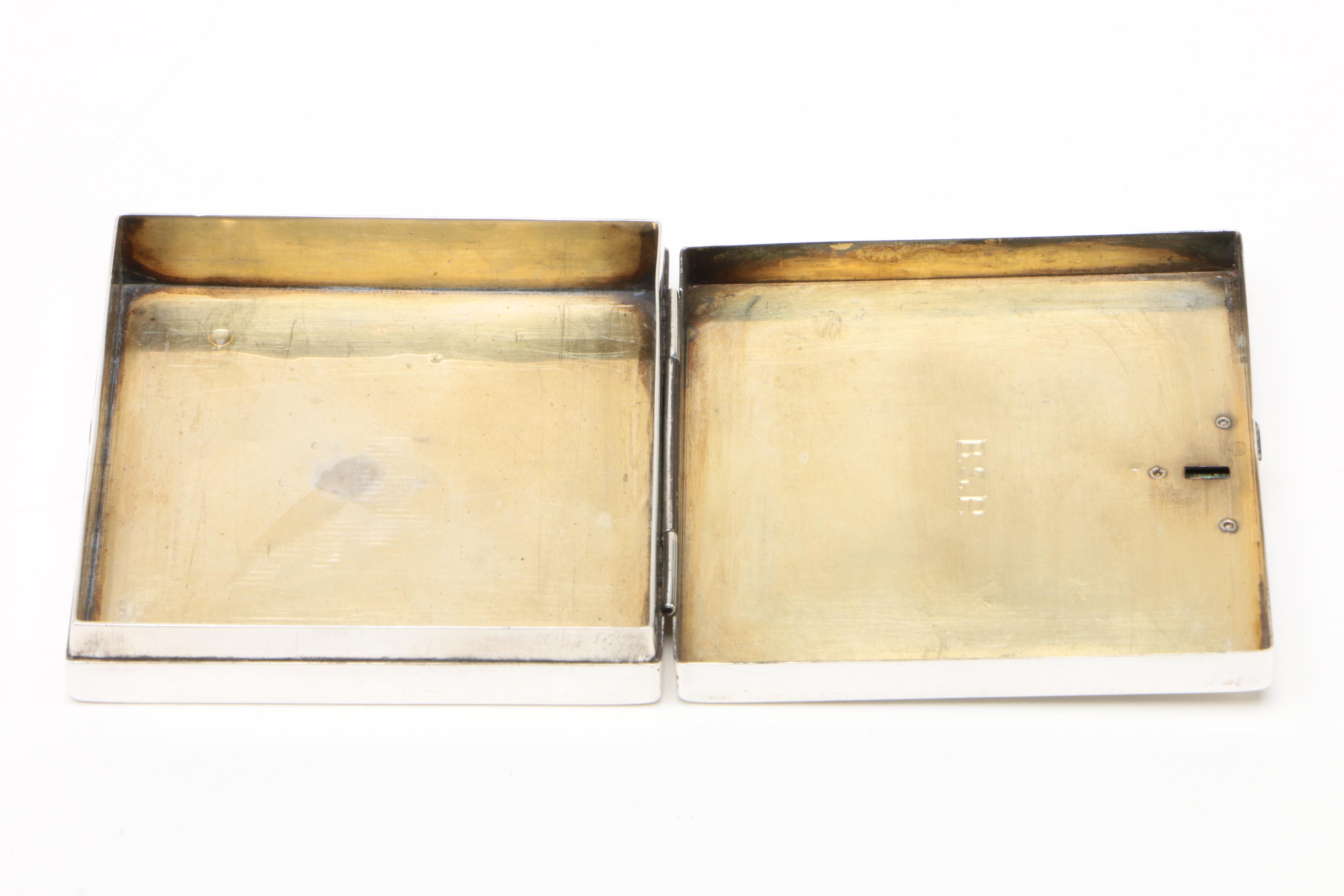 Tiffany & Co. Sterling Silver, 14K Yellow Gold, and Ruby Cigarette Case