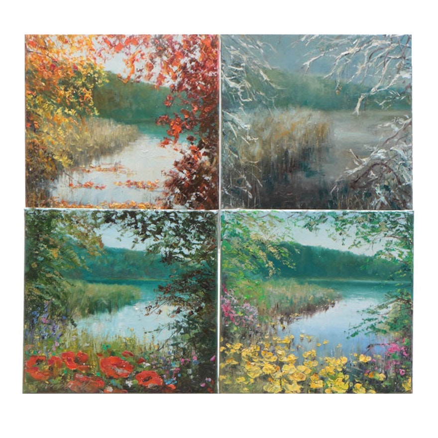Aleksander Garncarek Landscape Oil Paintings of "The Four Seasons"