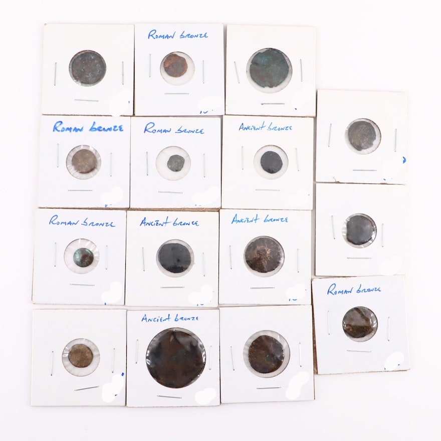 Fifteen Ancient Roman Imperial Bronze AE Coins, ca. 250-400 A.D.