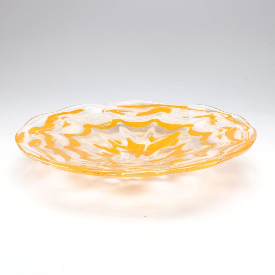 Blown Art Glass Centerpiece Bowl