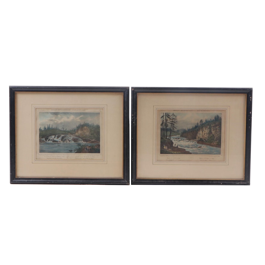 Jacques Gerard Milbert Hand-Colored Lithographs of the Hudson River