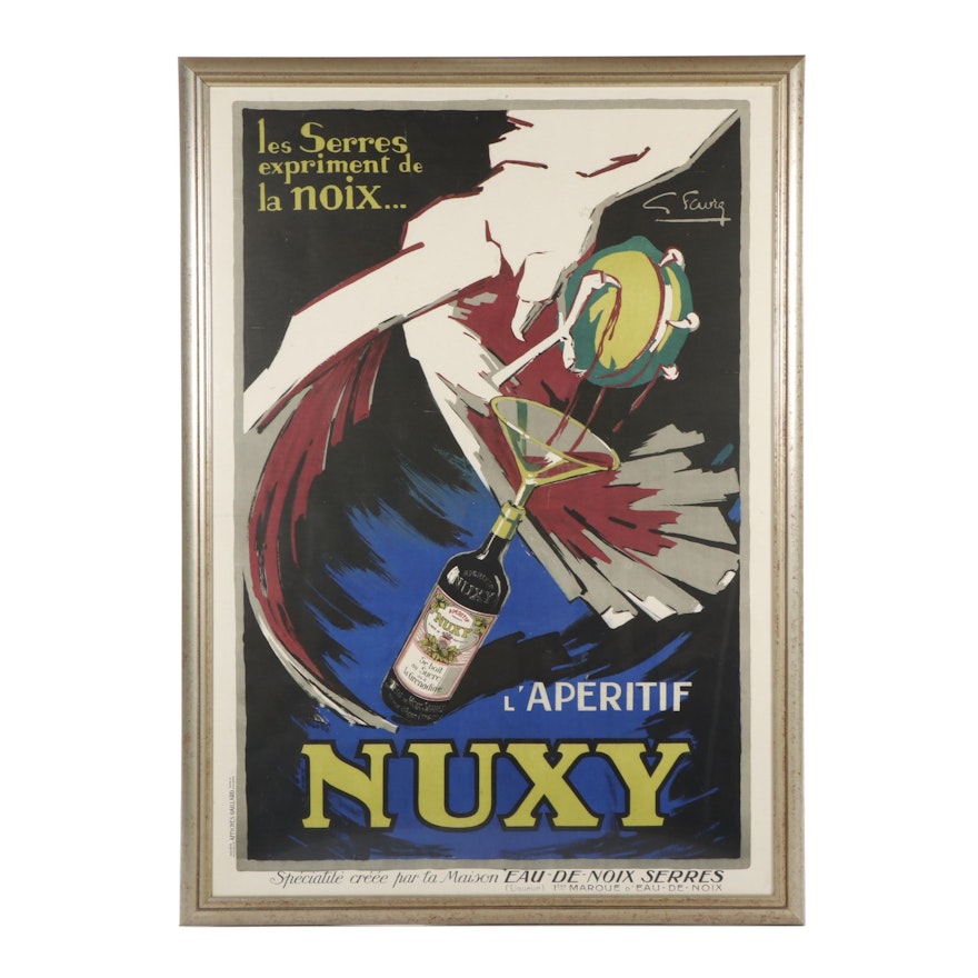 Lithograph Poster after Gabrielle Favre "L'Aperitif Nuxy"