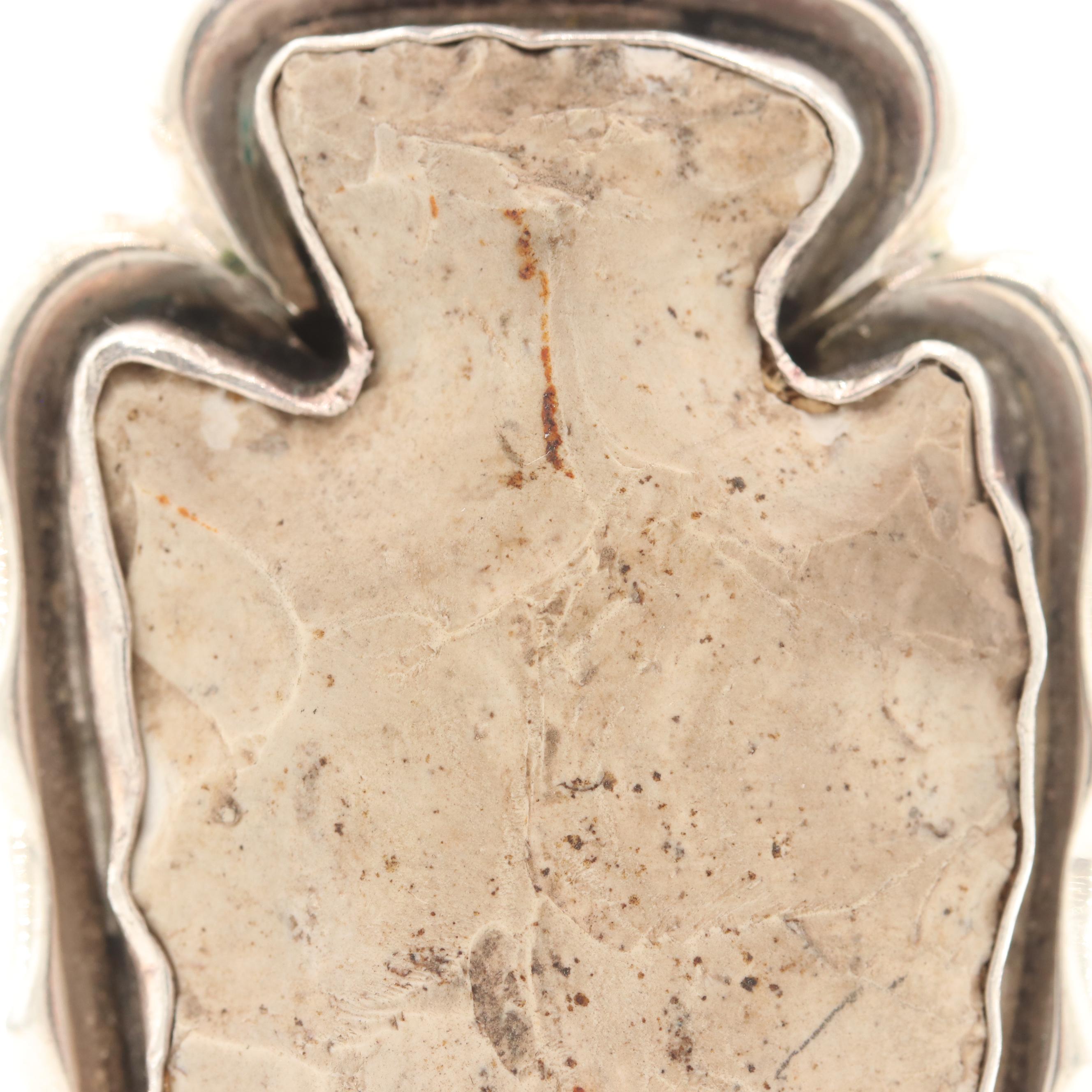 Southwestern Ernest Pino Sterling Flint Arrowhead Motif Enhancer Pendant