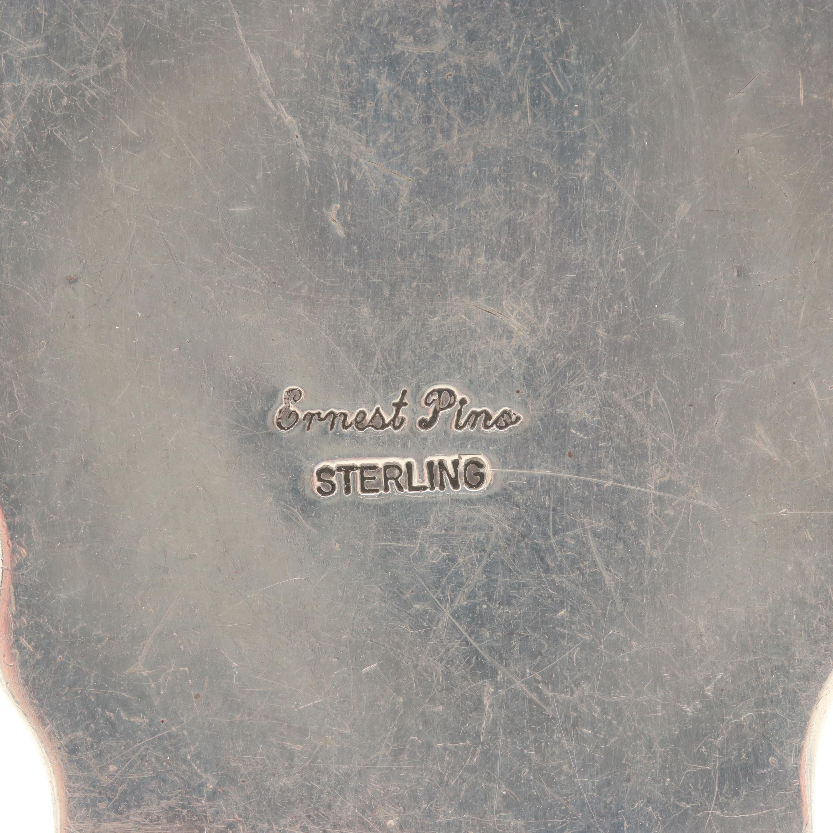 Southwestern Ernest Pino Sterling Flint Arrowhead Motif Enhancer Pendant