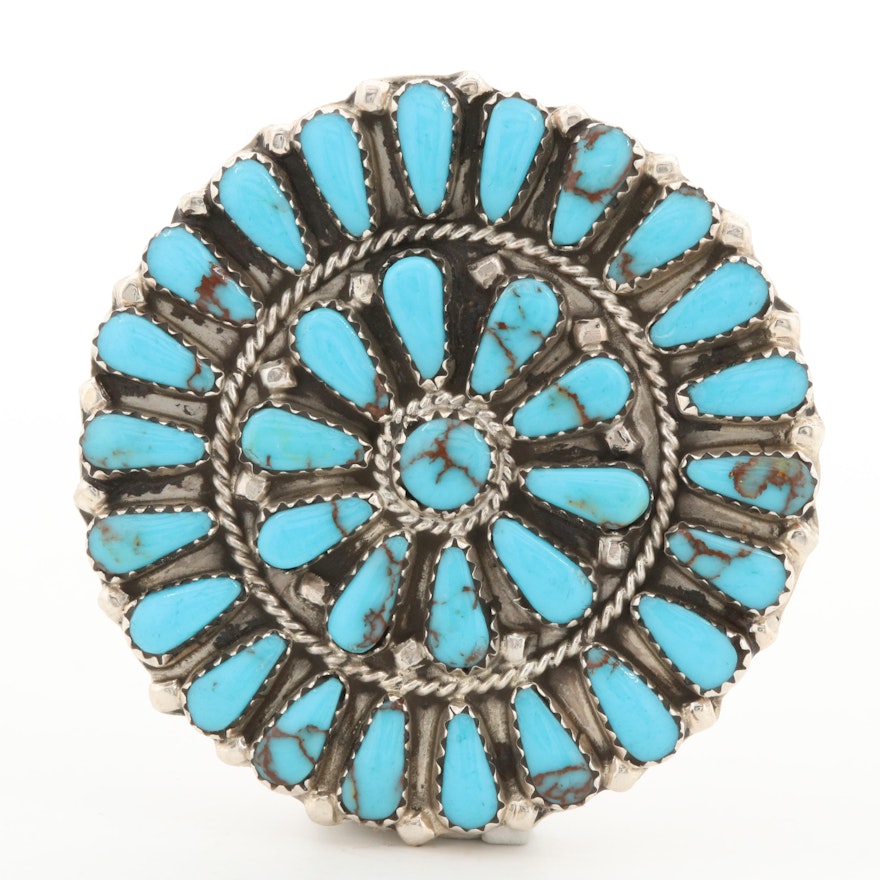 Wilbert Benally Navajo Diné Sterling Silver Turquoise Converter Brooch