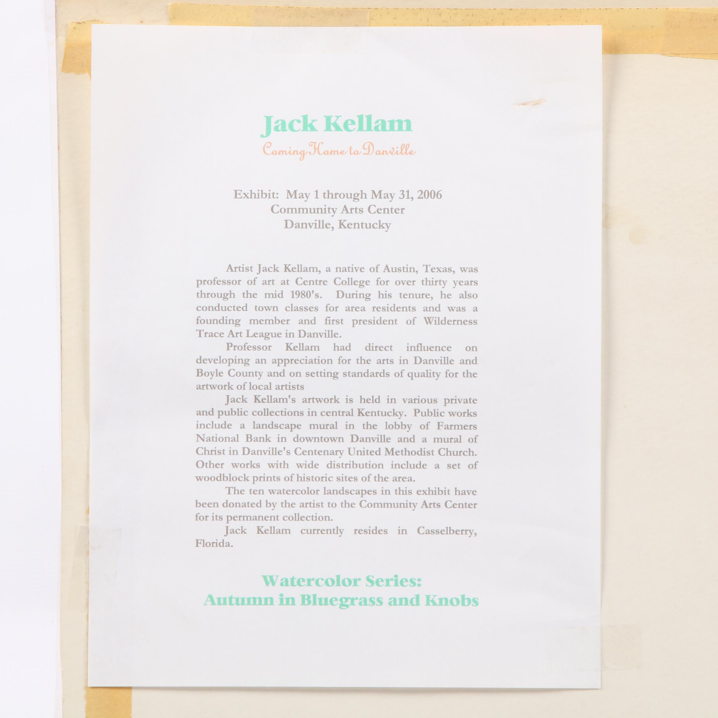 Jack Kellam Watercolor Painting of Fall Landscape