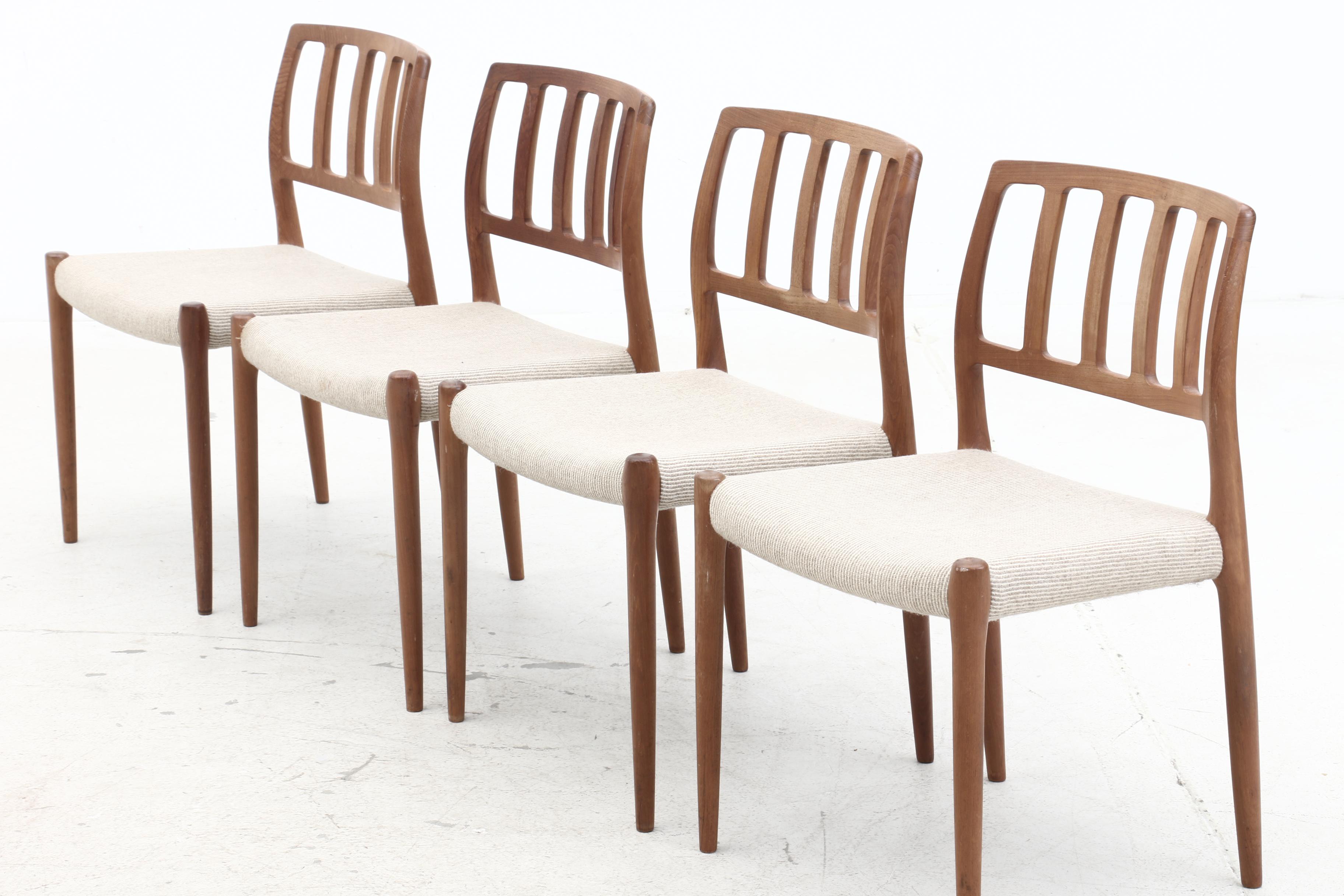 Six Danish Modern Teak Dining Chairs, by J.L. Moller Models, Denmark