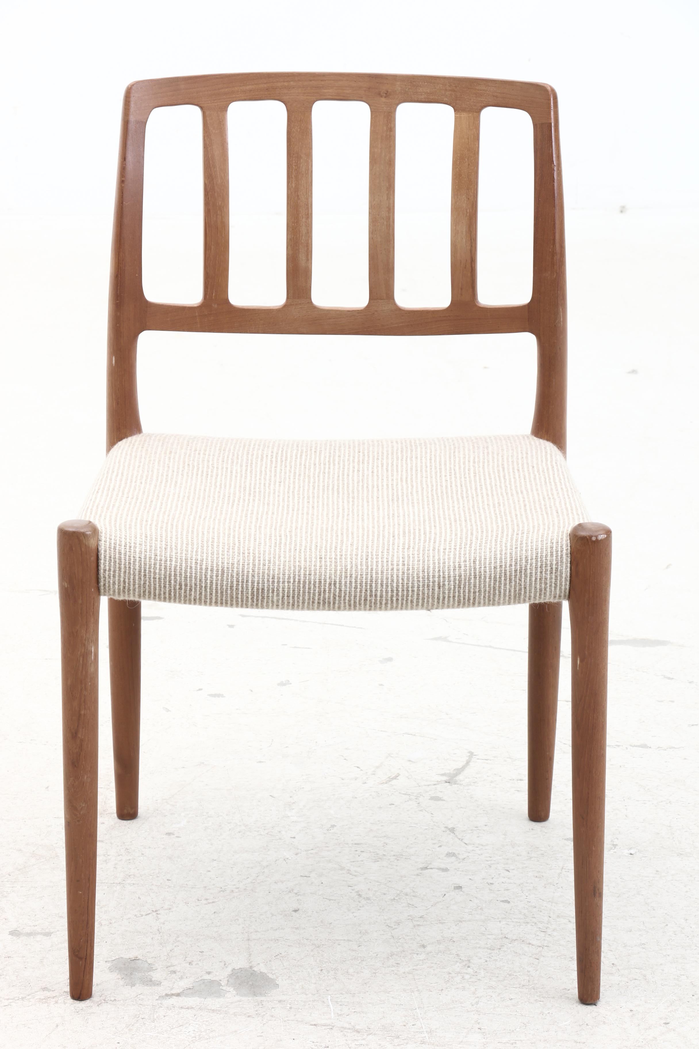 Six Danish Modern Teak Dining Chairs, by J.L. Moller Models, Denmark
