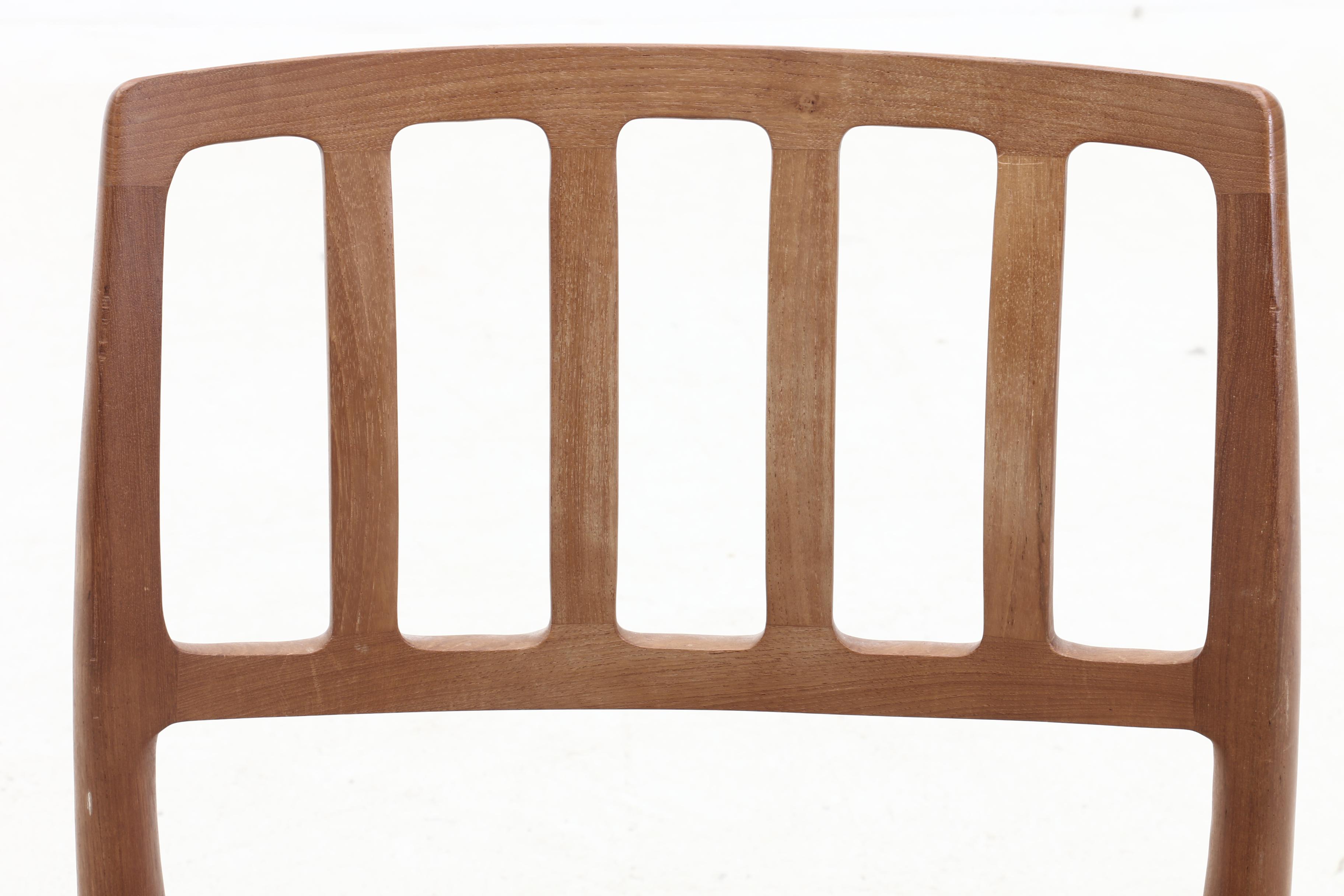 Six Danish Modern Teak Dining Chairs, by J.L. Moller Models, Denmark