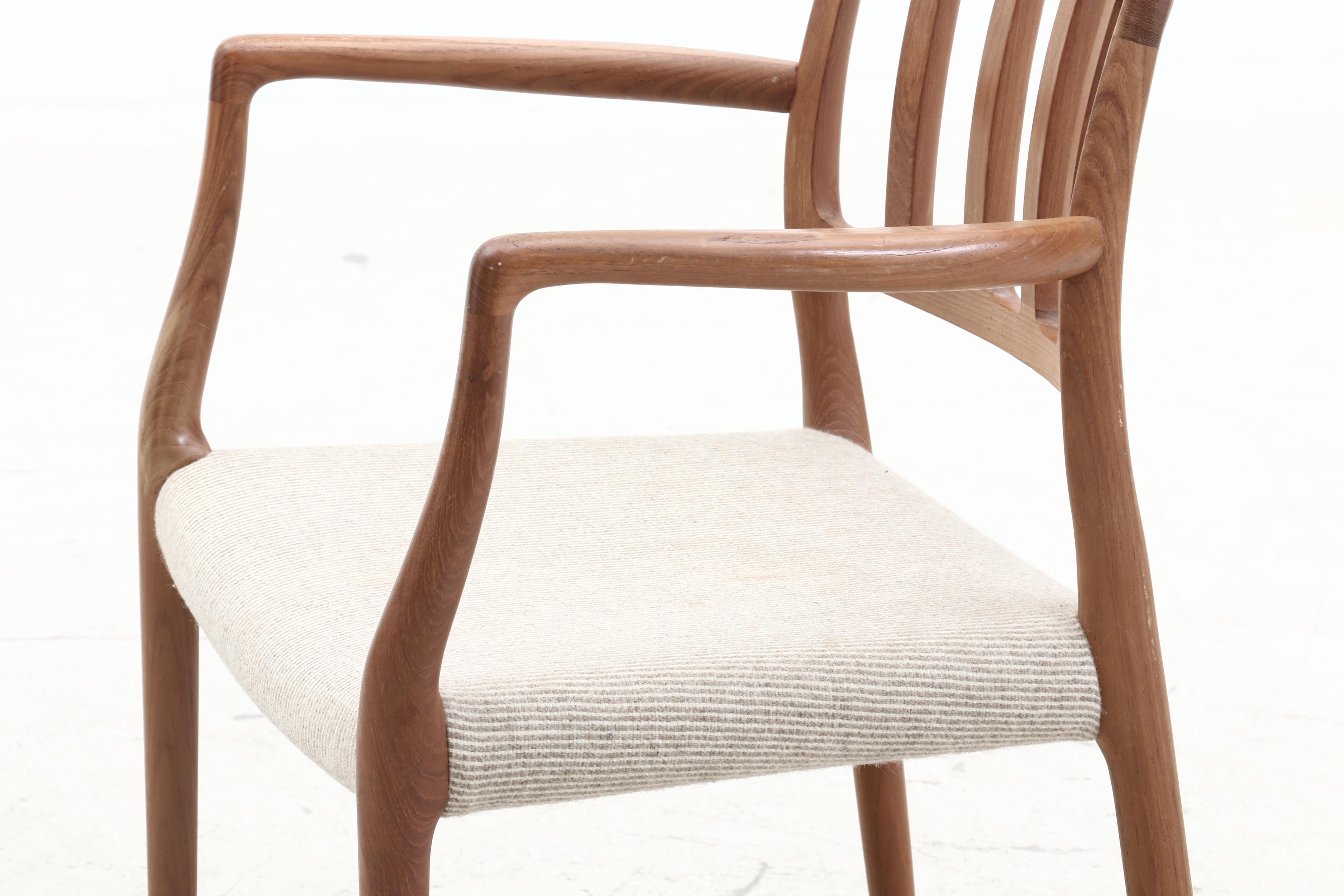 Six Danish Modern Teak Dining Chairs, by J.L. Moller Models, Denmark