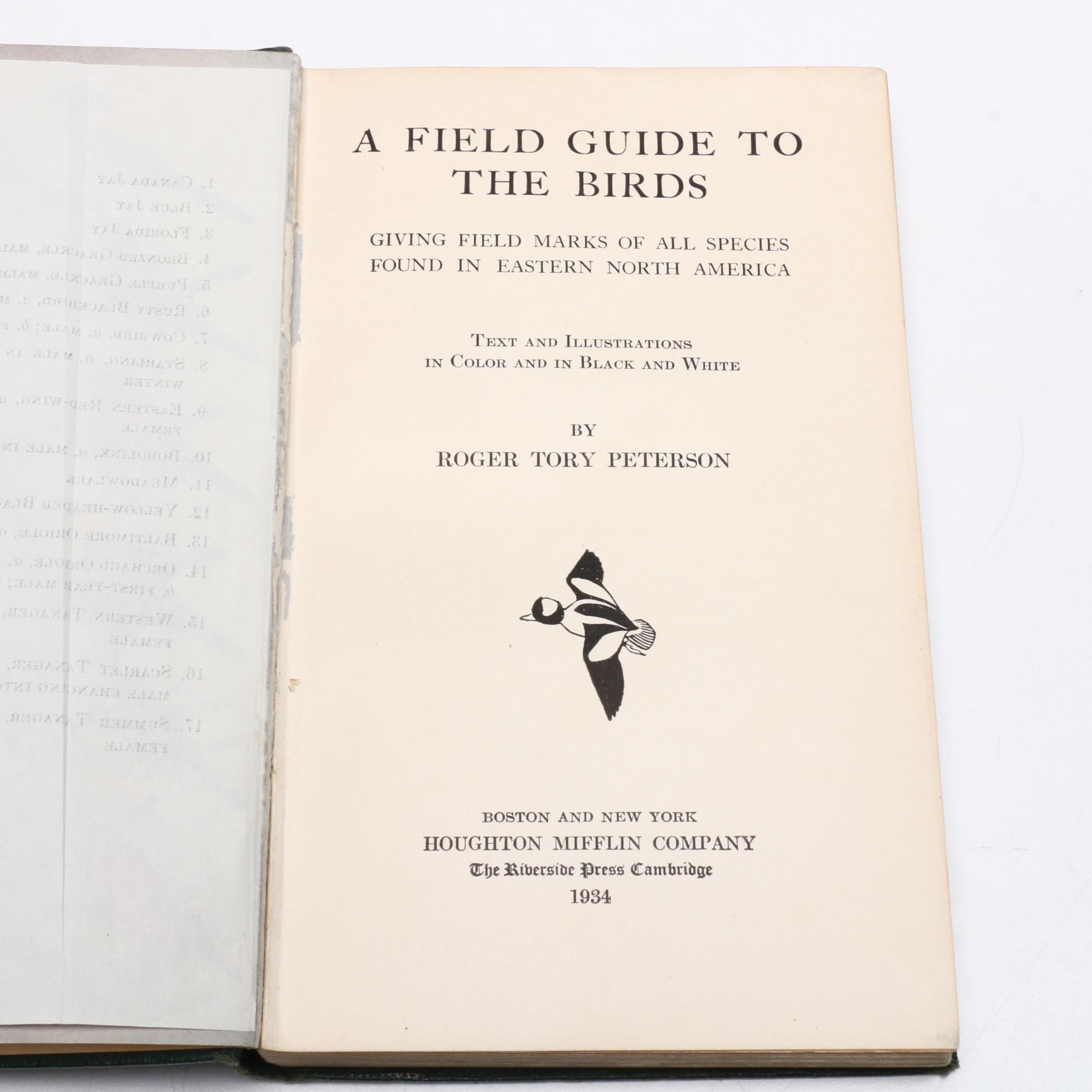 1934 Signed First Edition "A Field Guide to the Birds" by Roger Tory Peterson