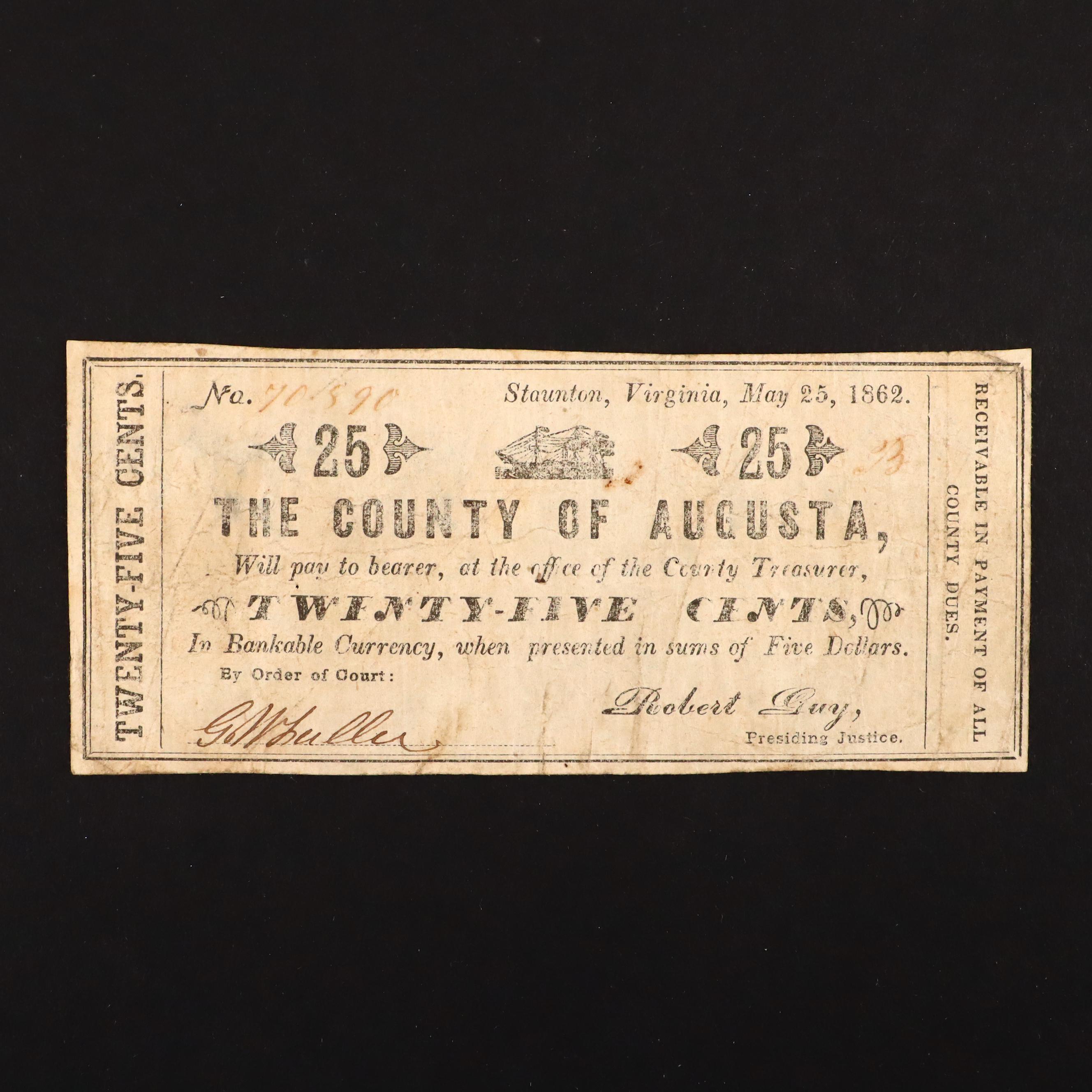 Four Different Circa 1860 Virginia Obsolete Currency Notes