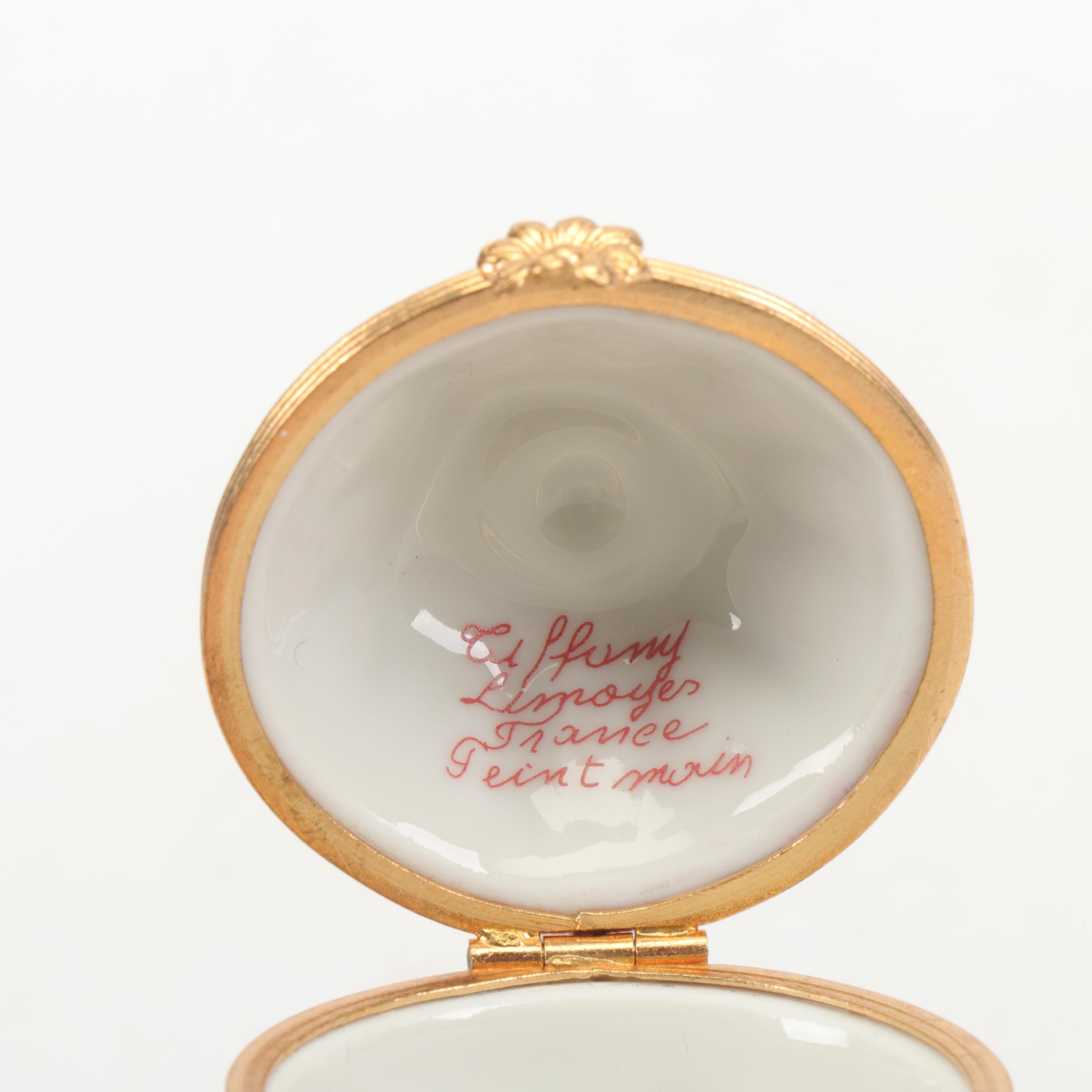 Tiffany Limoges Porcelain Hand-Painted Strawberry Trinket Box