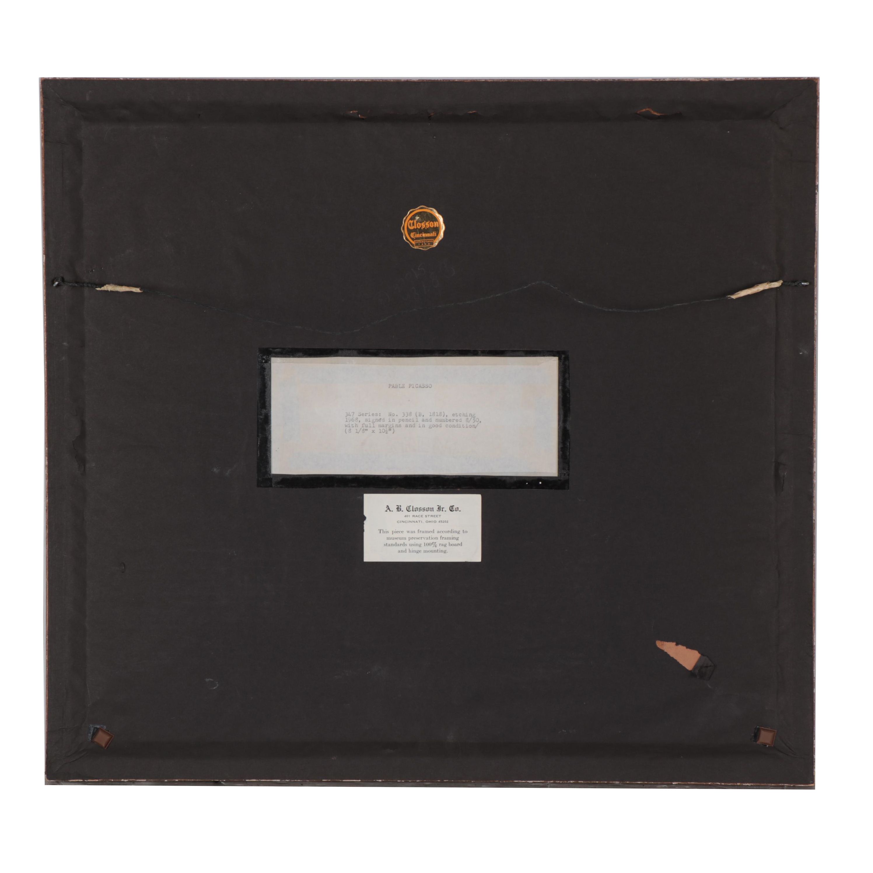 Pablo Picasso 1968 Etching from "347 Gravures"