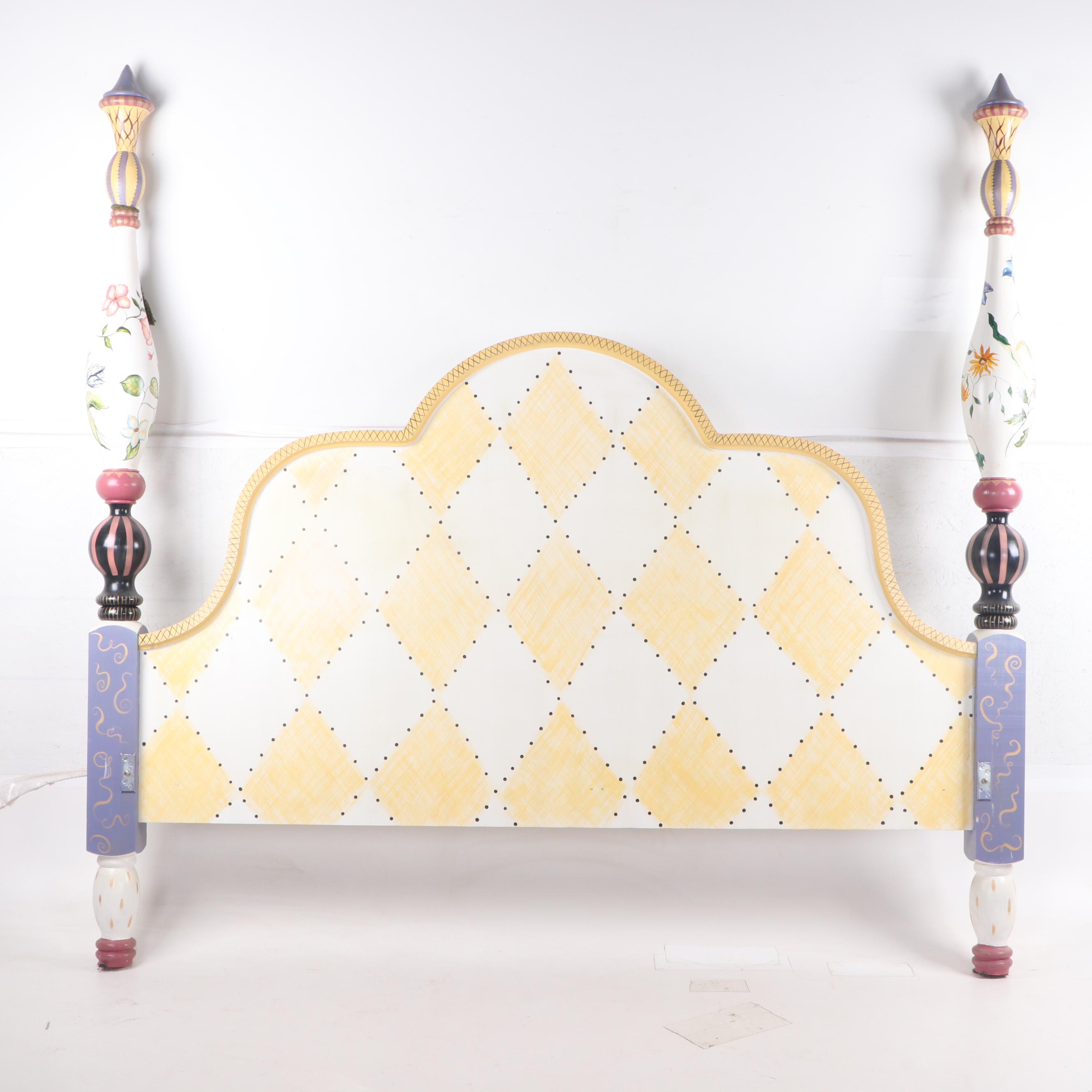 Stonehouse Farm Goods Hand-Painted Wood King Sized Bed Frame