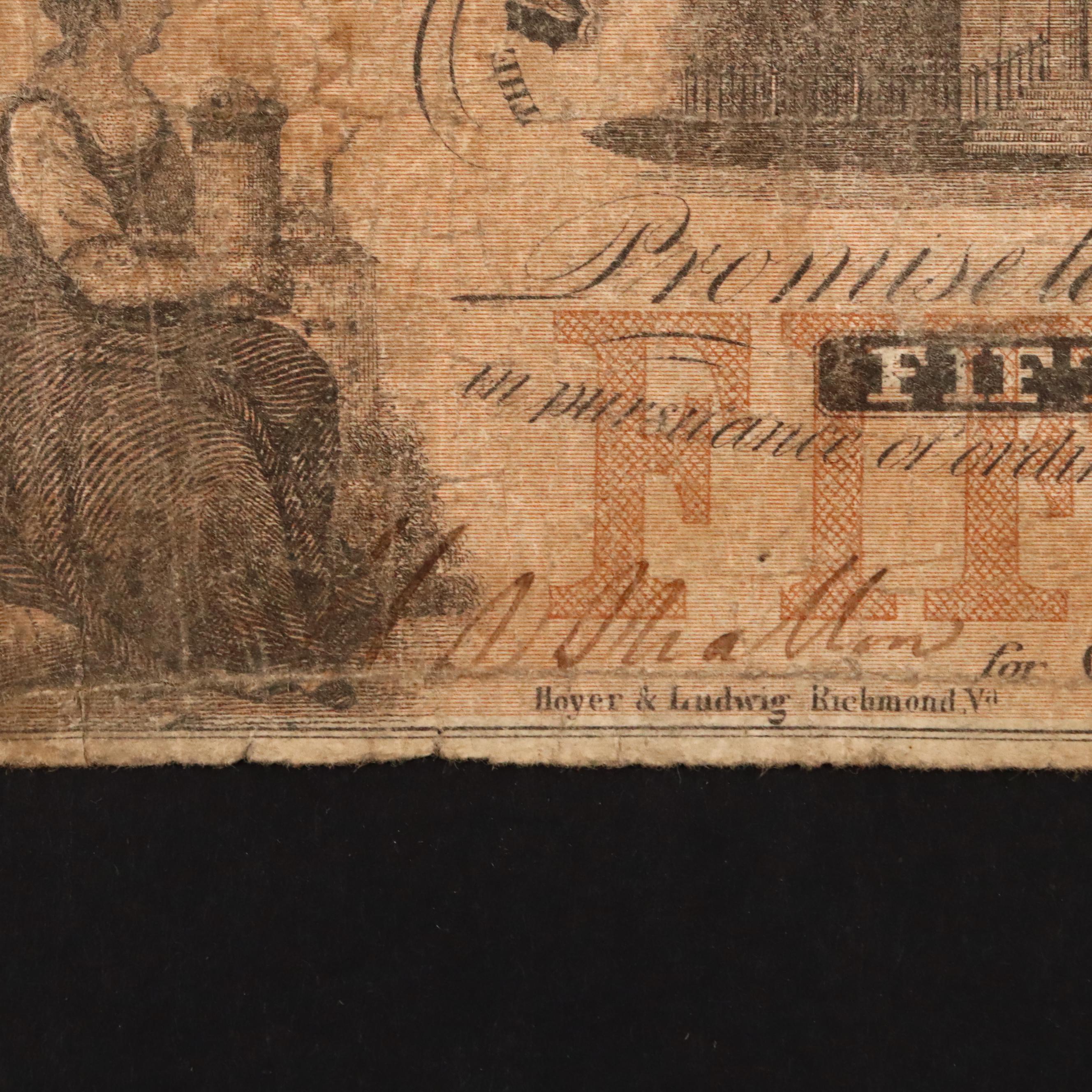 Six Circa 1860 Virginia Fifty Cent Currency Notes