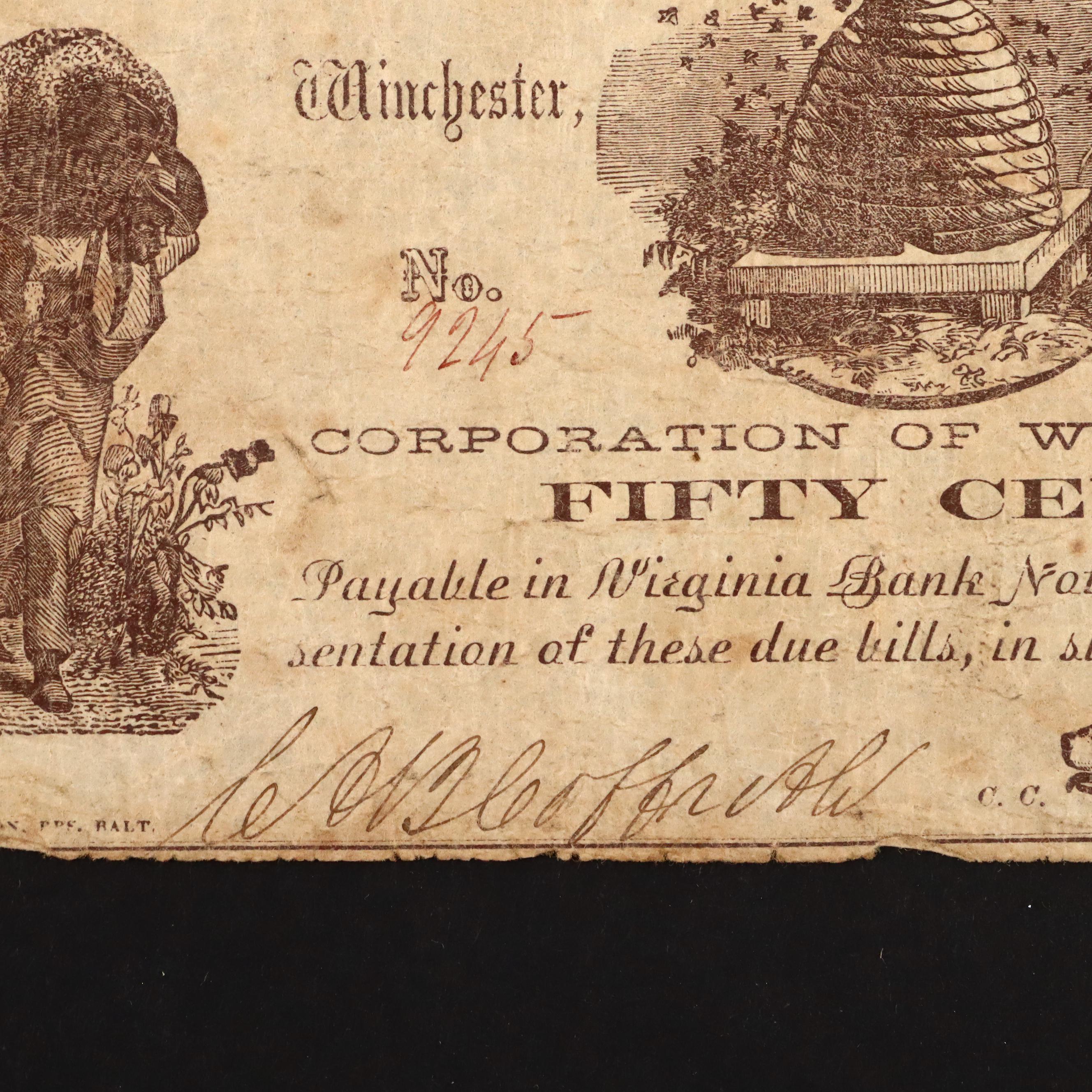 Six Circa 1860 Virginia Fifty Cent Currency Notes