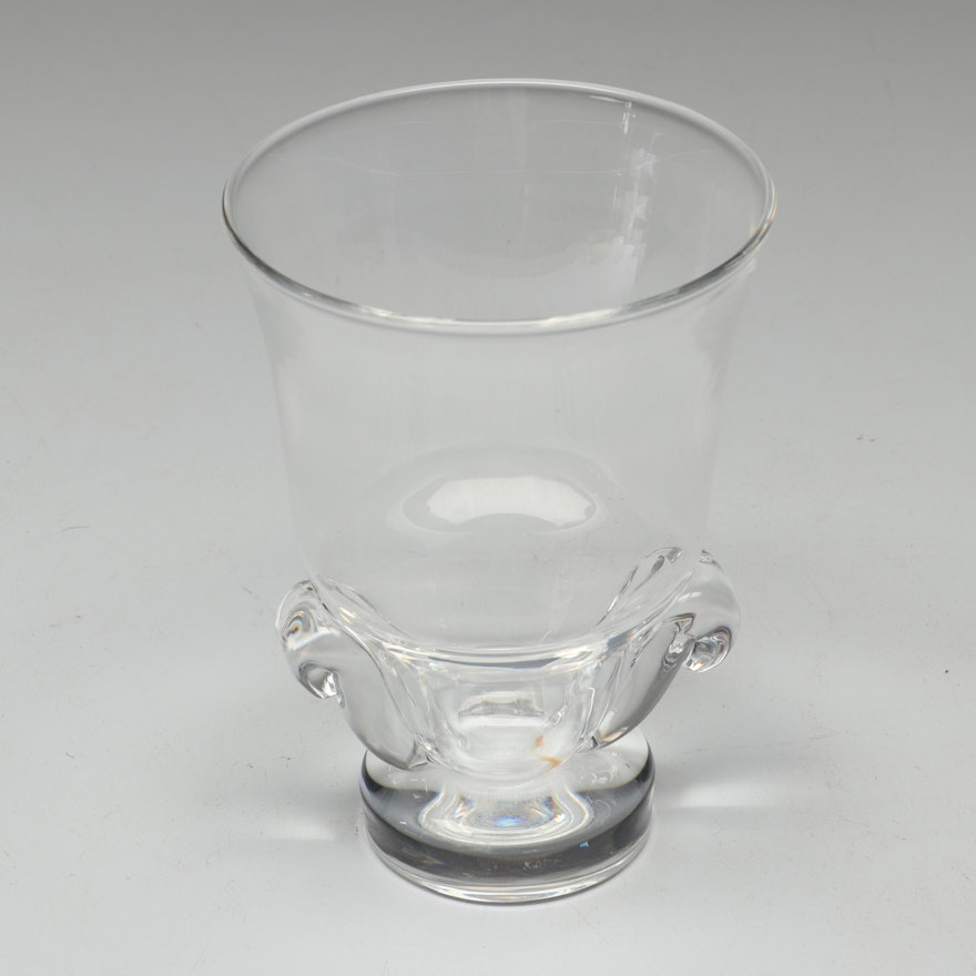 Steuben Art Glass Vase with Scroll Base Designed by George Thompson, Mid-Century