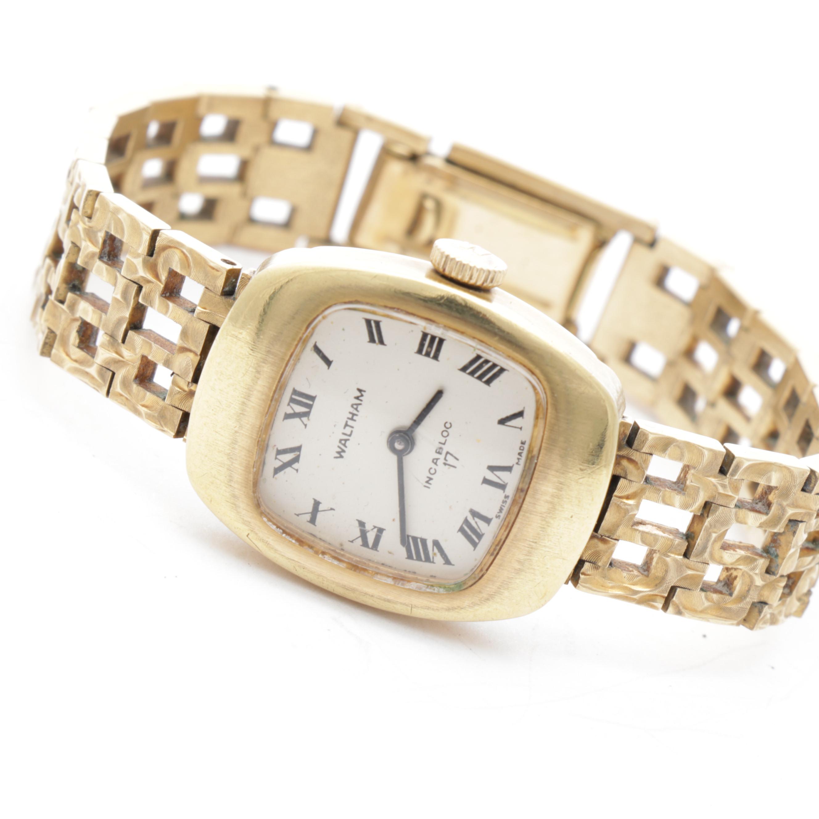 Waltham "Incabloc" 17 Jewel Brutalist Style Vintage Swiss Watch