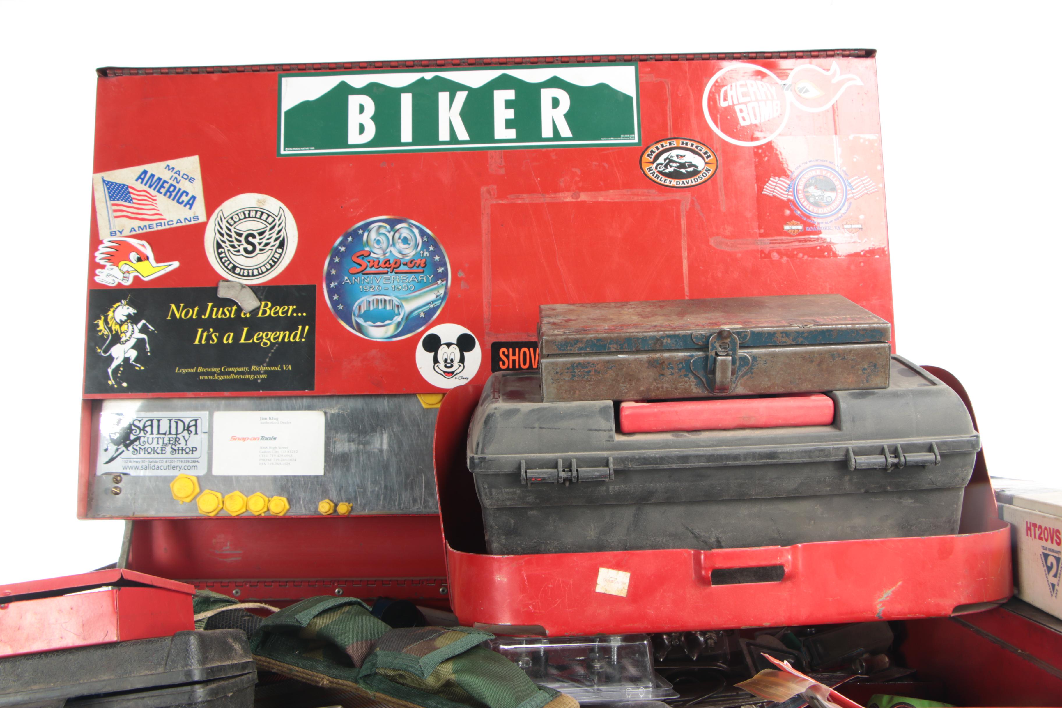 Snap-On Motorcycle Garage Tool Chest, Hand and Power Tools, and More