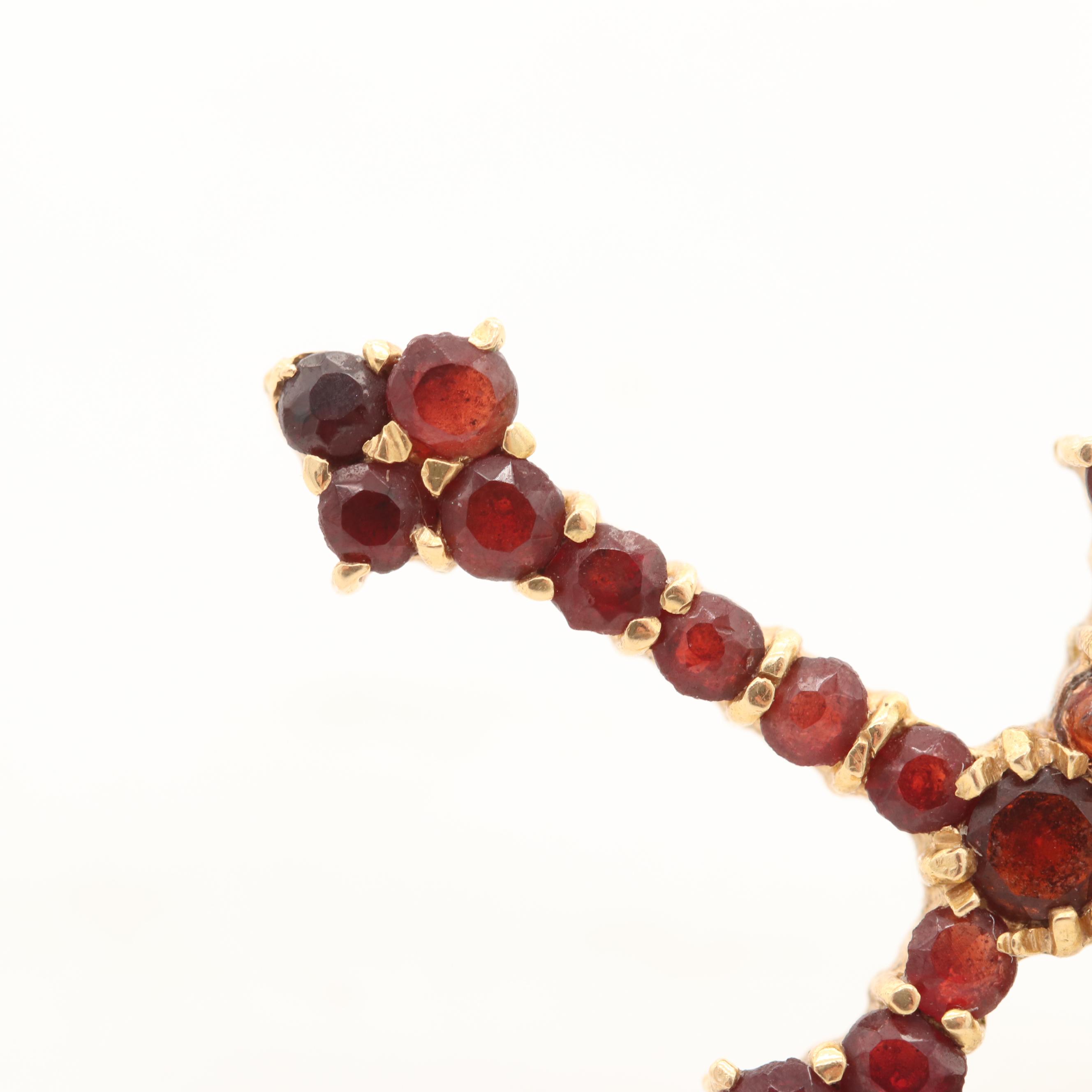 18K Yellow Gold Garnet Cross Pendant Necklace