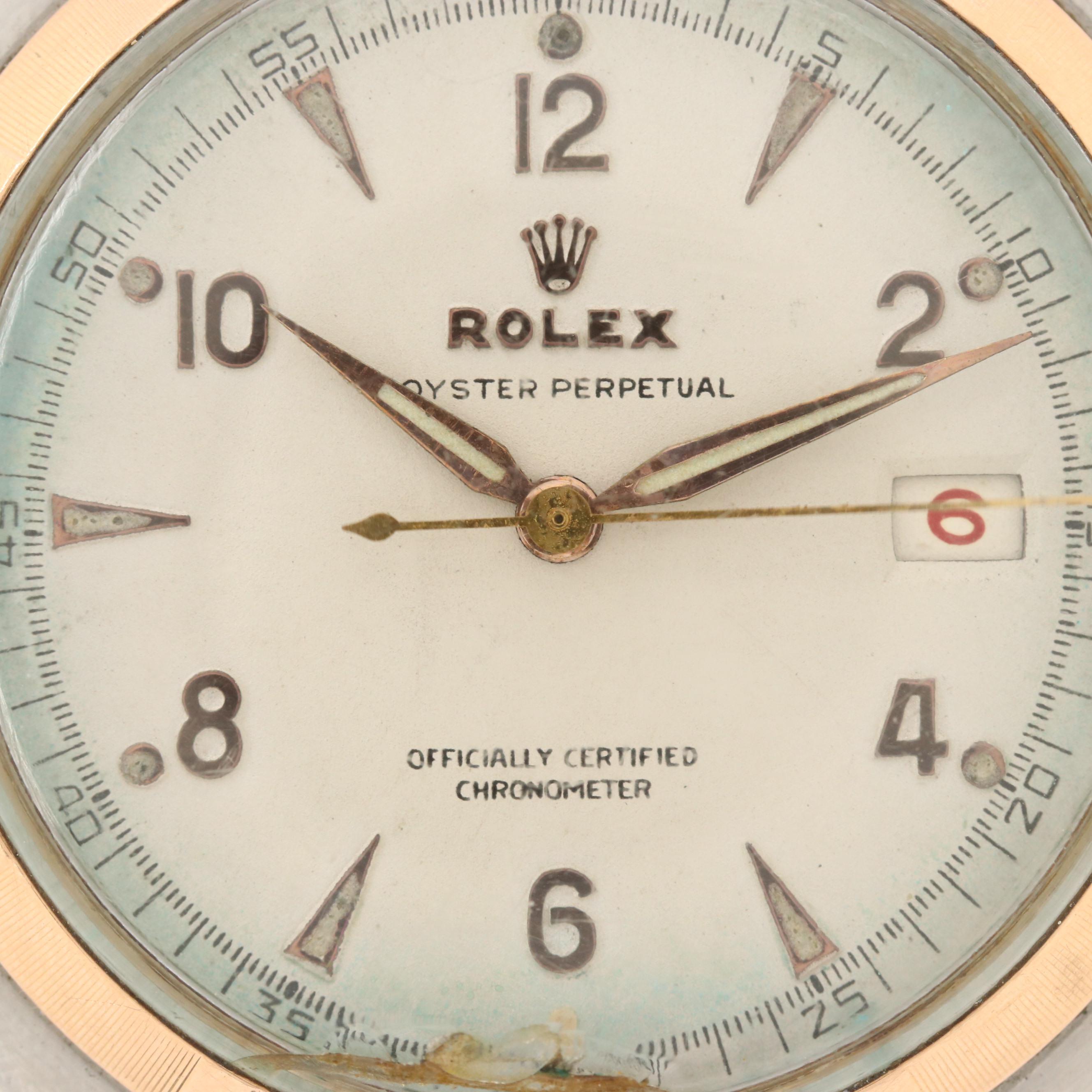 Vintage Rolex Datejust Big Bubbleback 14K Gold and Stainless Steel Watch,1947