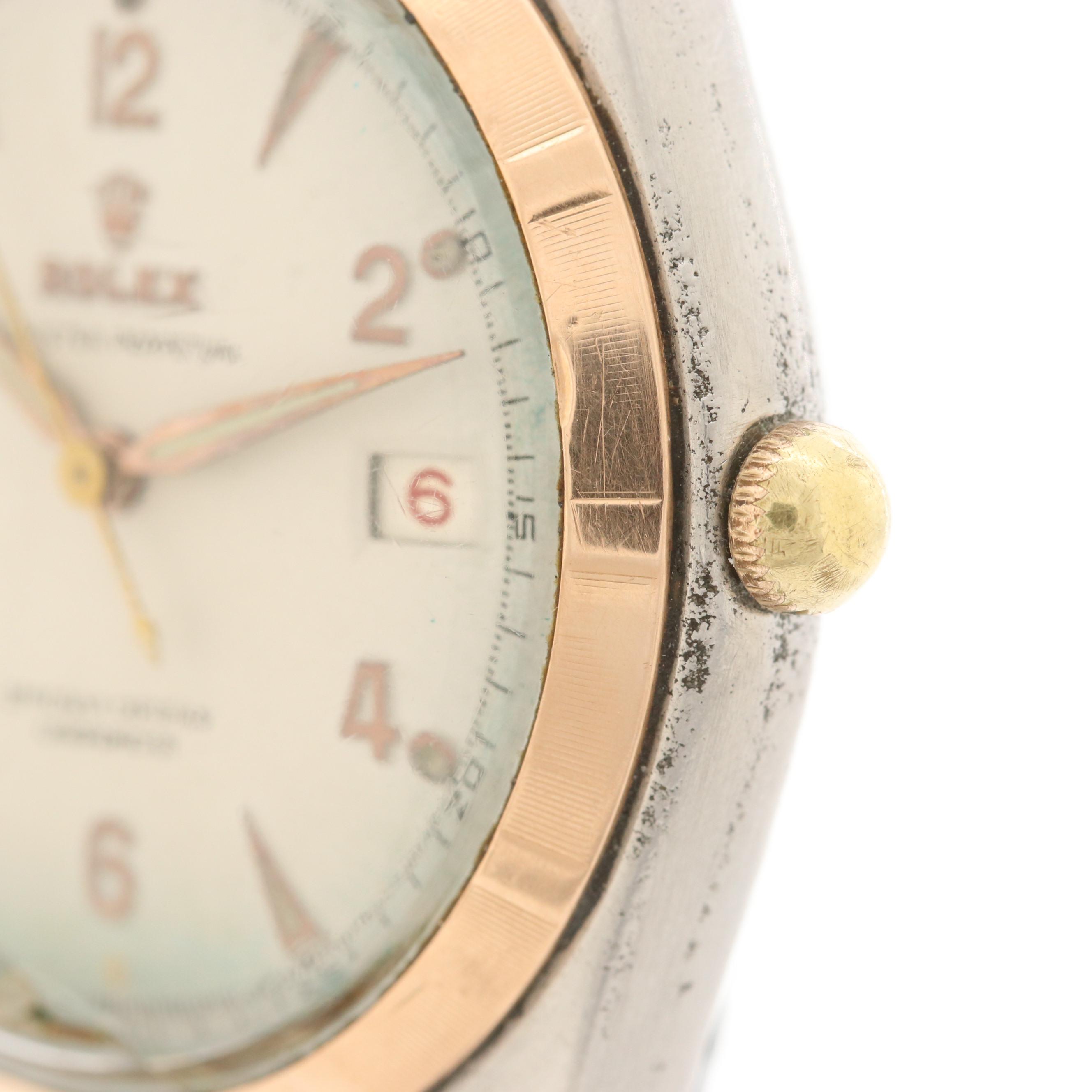 Vintage Rolex Datejust Big Bubbleback 14K Gold and Stainless Steel Watch,1947