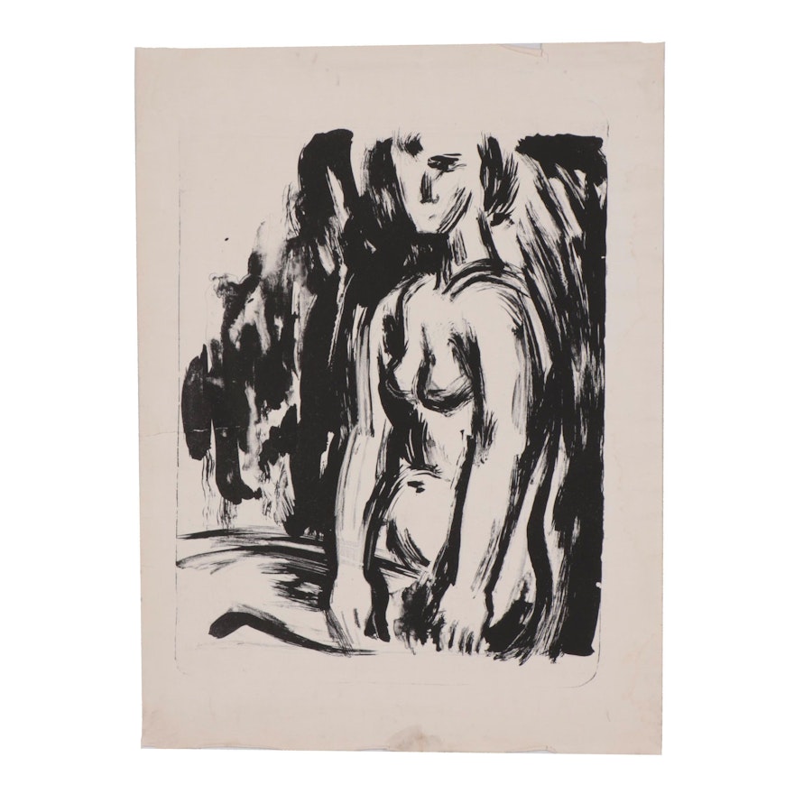 Arthur Helwig Abstract Figural Lithograph