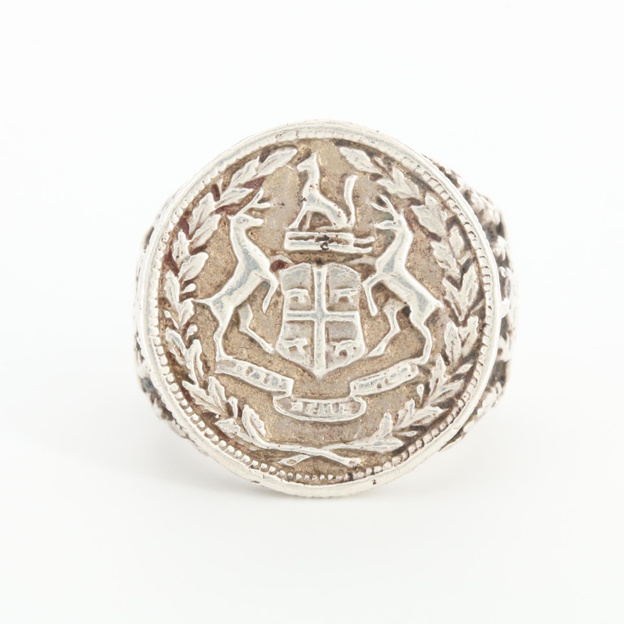 Sterling Silver Signet Coin Ring