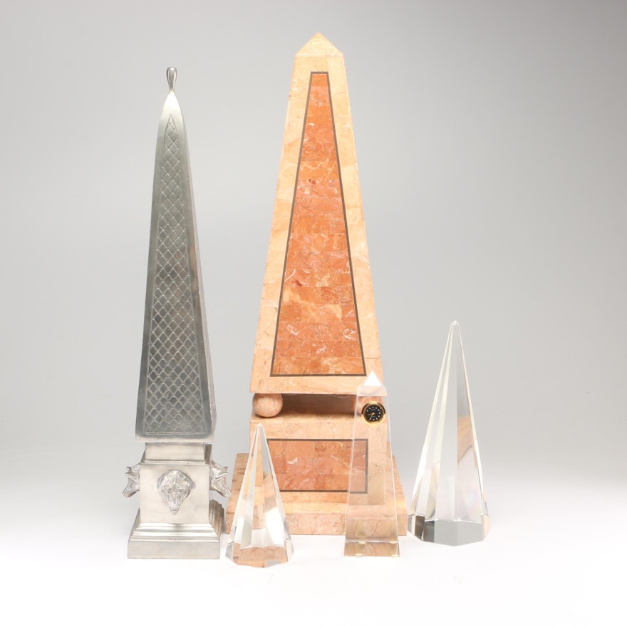 Decorative Obelisk Figurines and Clock