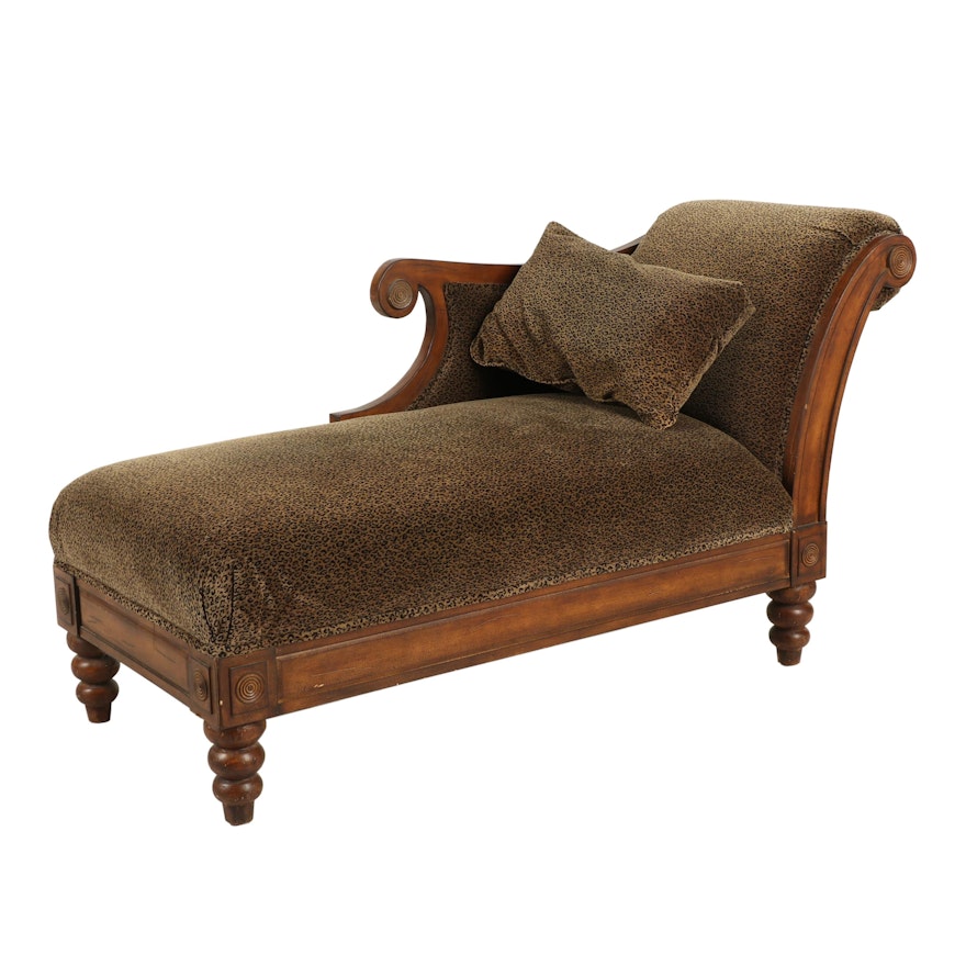 Contemporary Leopard Print Upholstered Chaise Lounge
