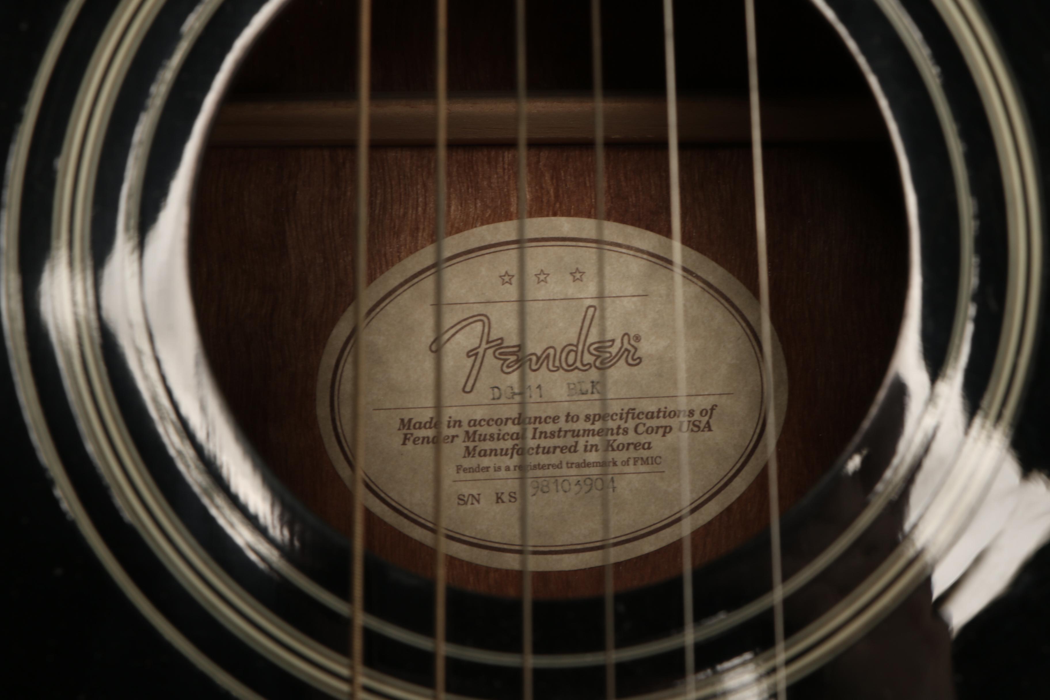 Fender DG-11 Black Dreadnought Acoustic Guitar